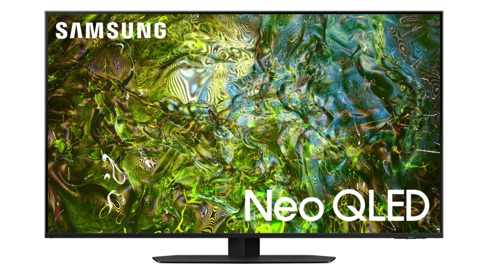 تلویزیون سامسونگ Neo QLED از نمای جلو درحال نمایش جنگل