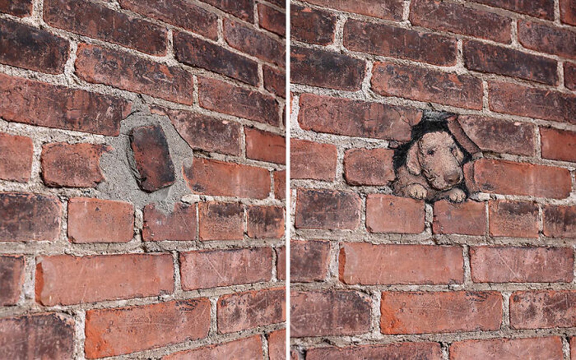 نقاشی‌ گچی خیابانی روی آجر