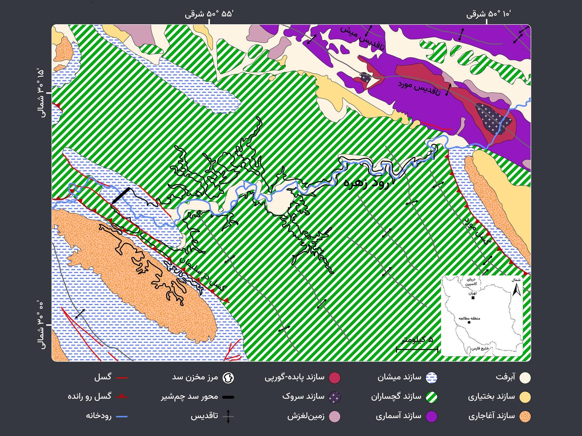 نقشه زمین‌شناسی سد چم شیر