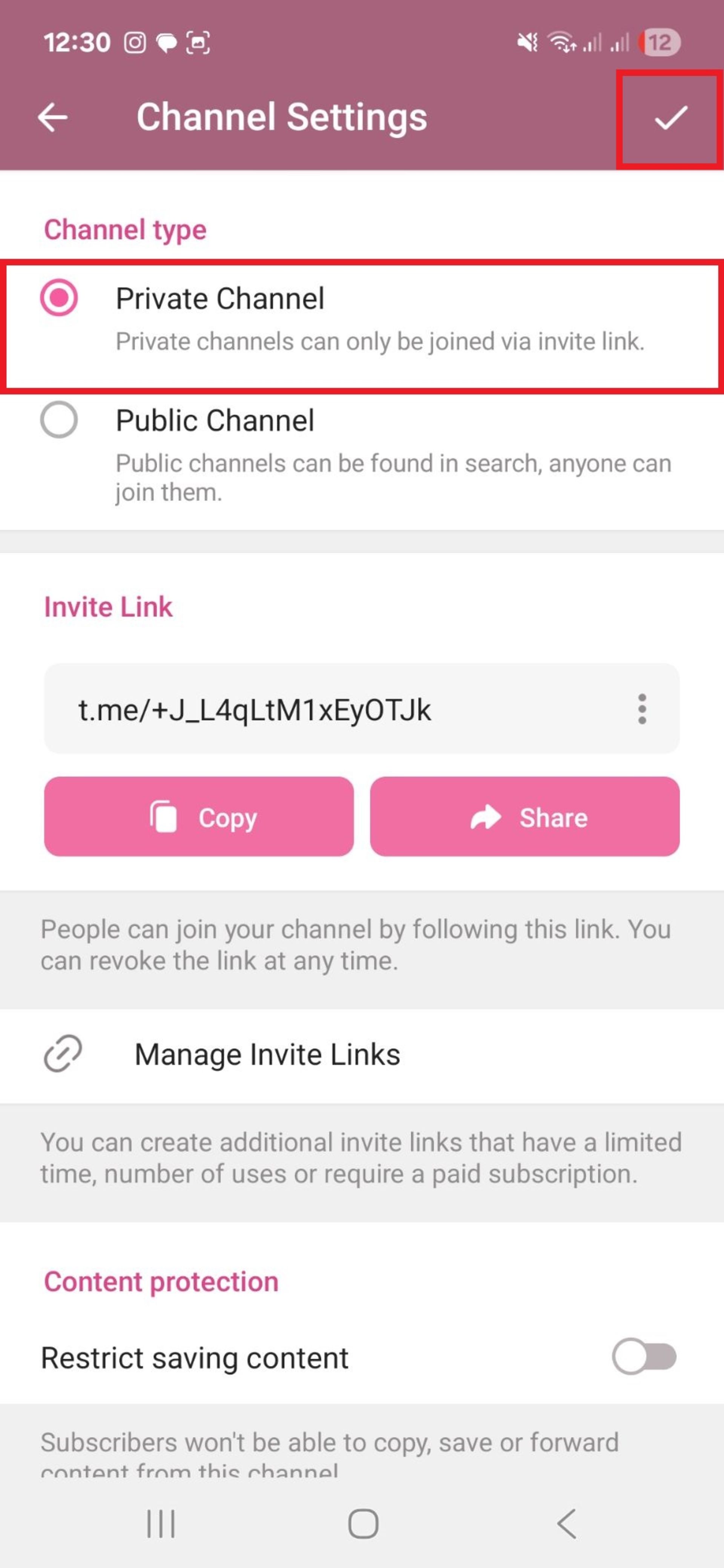 تغییر تنطیمات کانال تلگرام