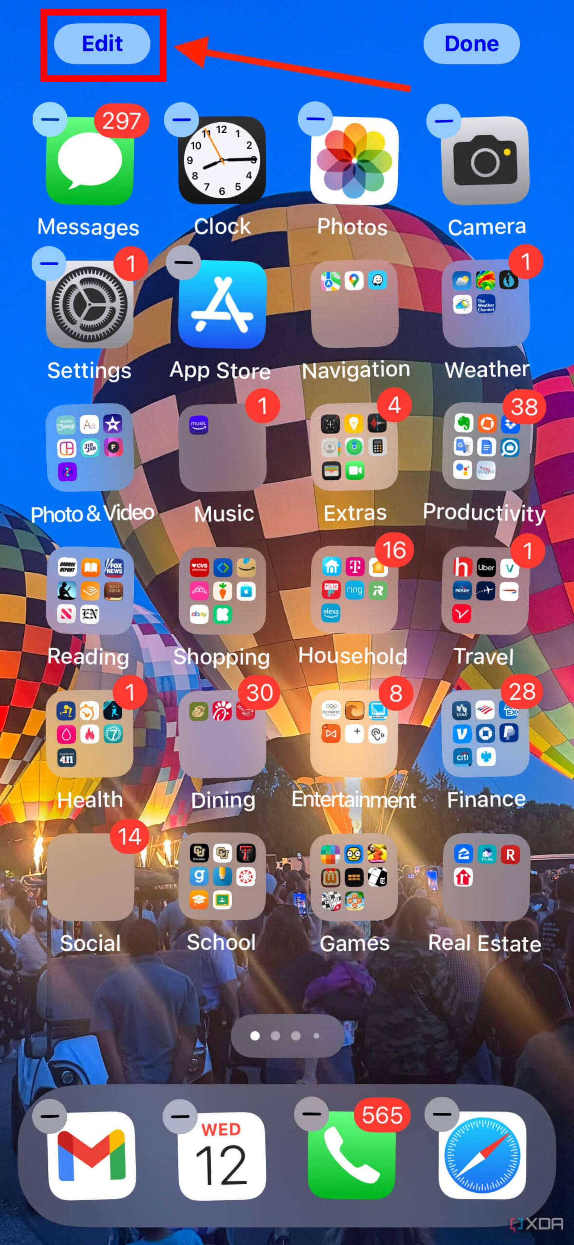 بخش ویراش هوم اسکرین آیفون