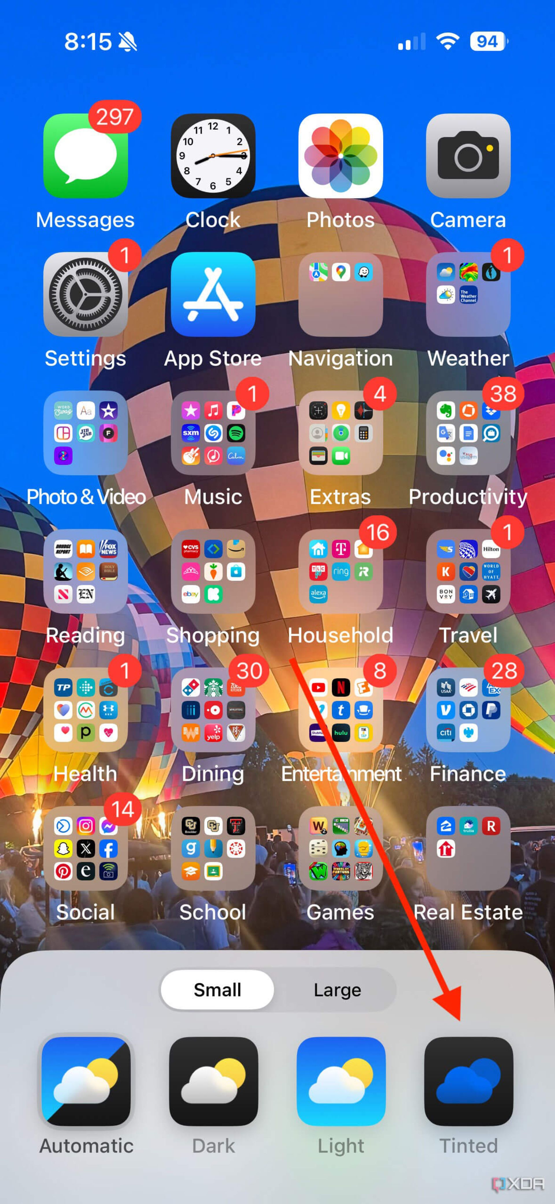 انتخاب گزینه Tinted و تعیین رنگ سفارشی مورد نظر