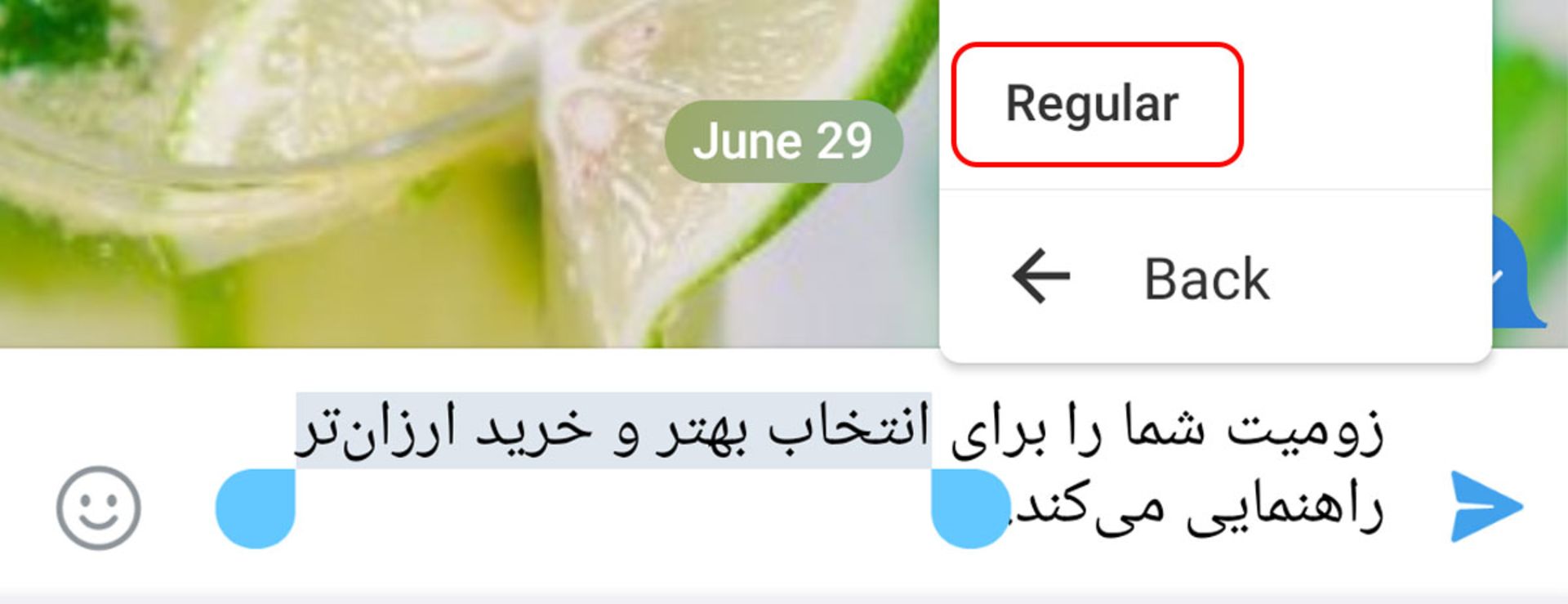 نازک کردن یا regular متن تلگرام