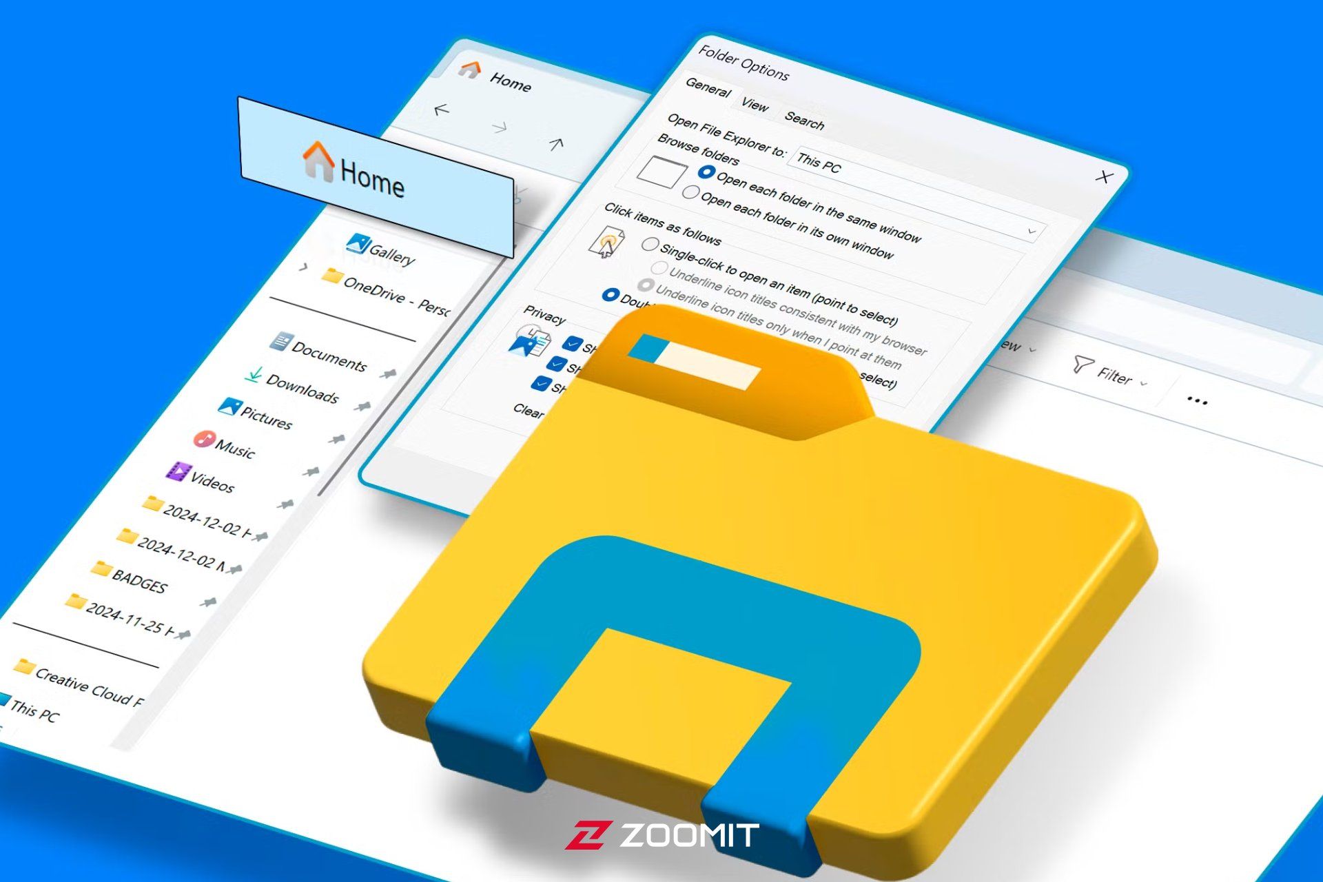 نماد پوشه روی فایل اکسپلورر ویندوز ۱۱ و تغییر Home آن