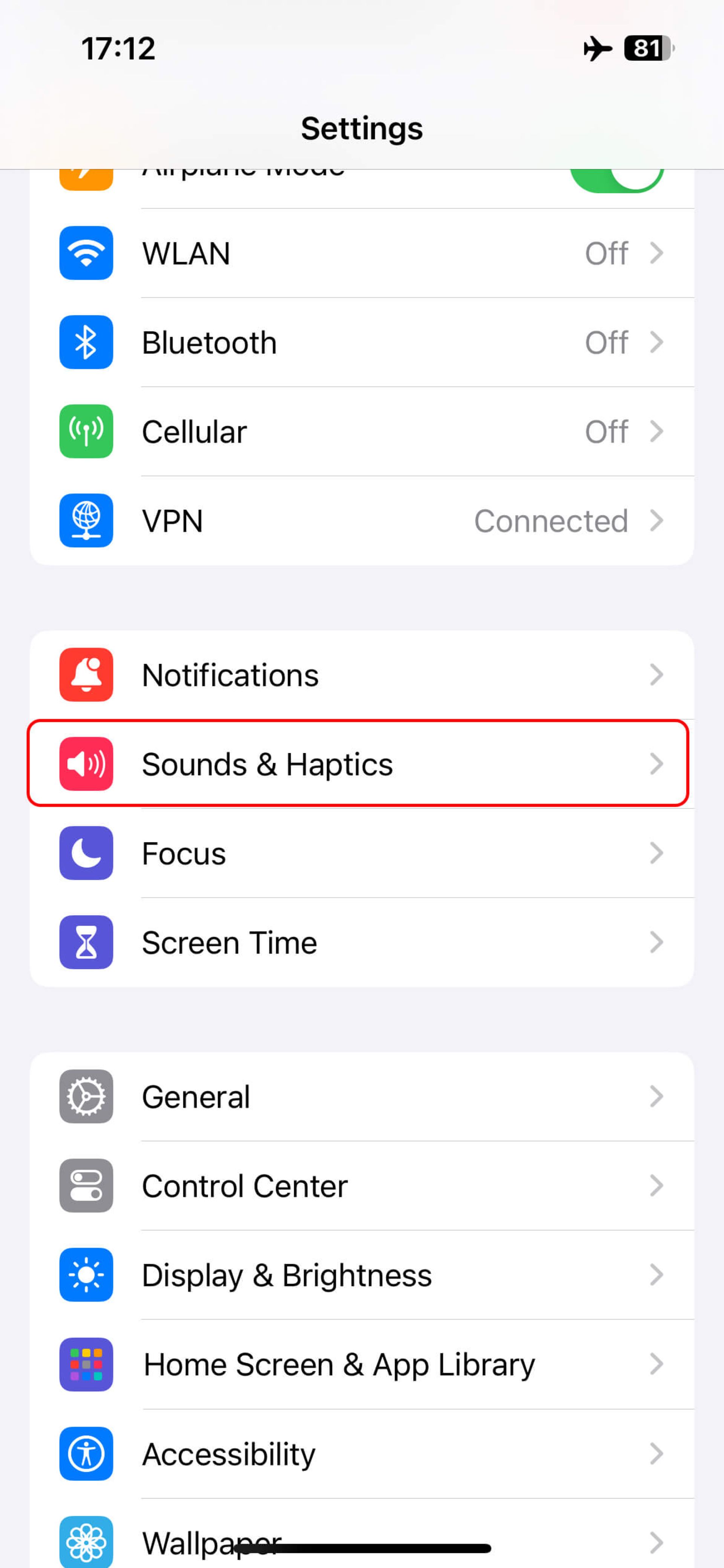 تنظیمات (Settings) گوشی آیفون