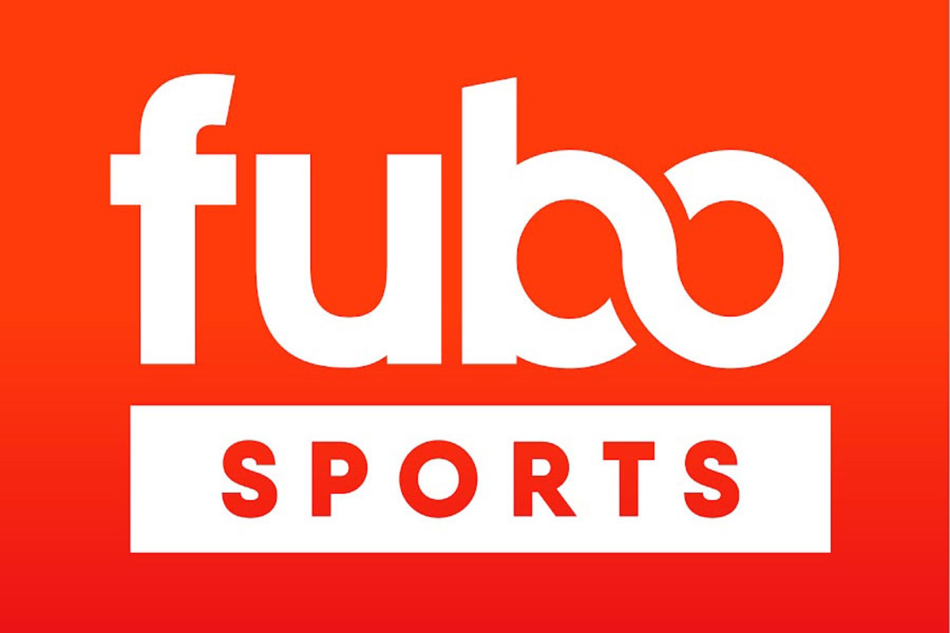 لوگوی اپ FUBO به رنگ سفید در پس زمینه قرمز