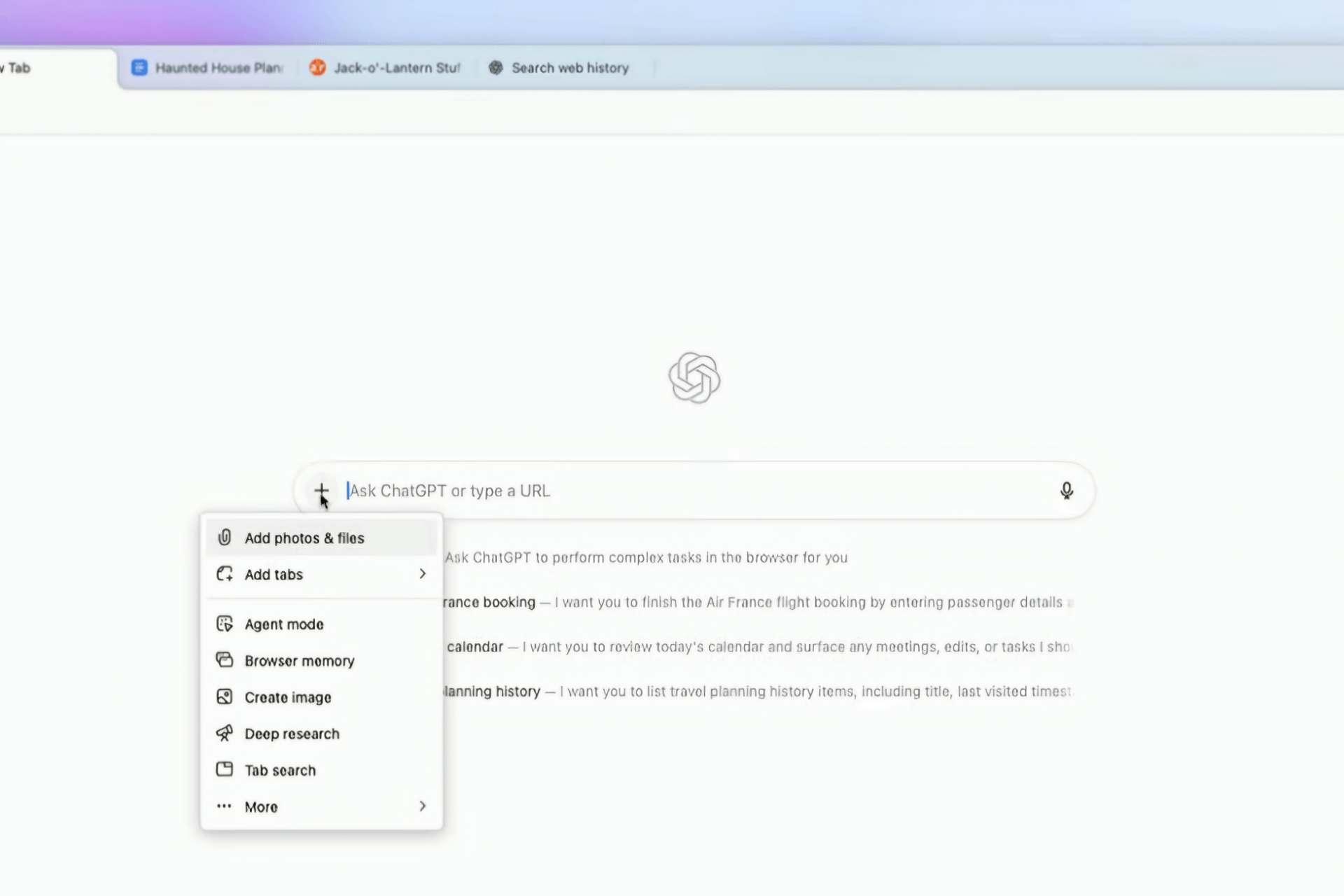 رابط کاربری مرورگر ChatGPT Atlas