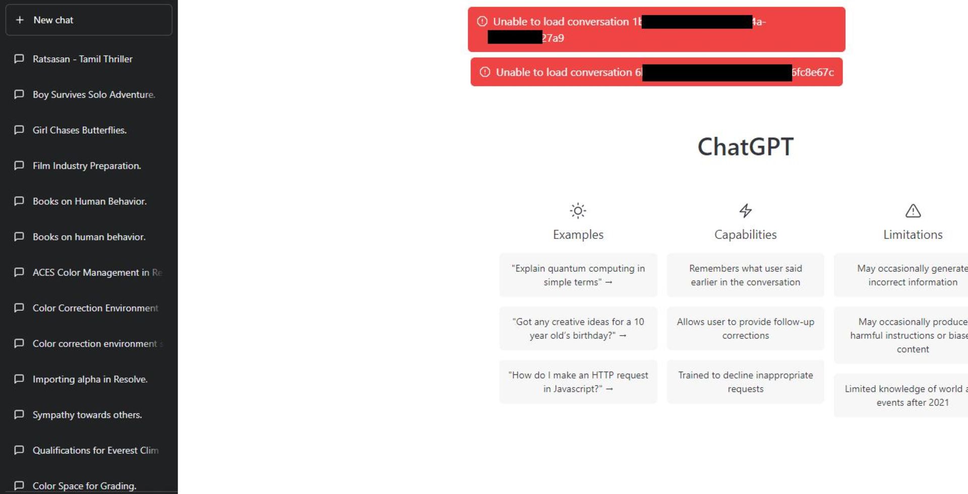 باگ نمایش تاریخچه چت های کاربران ChatGPT