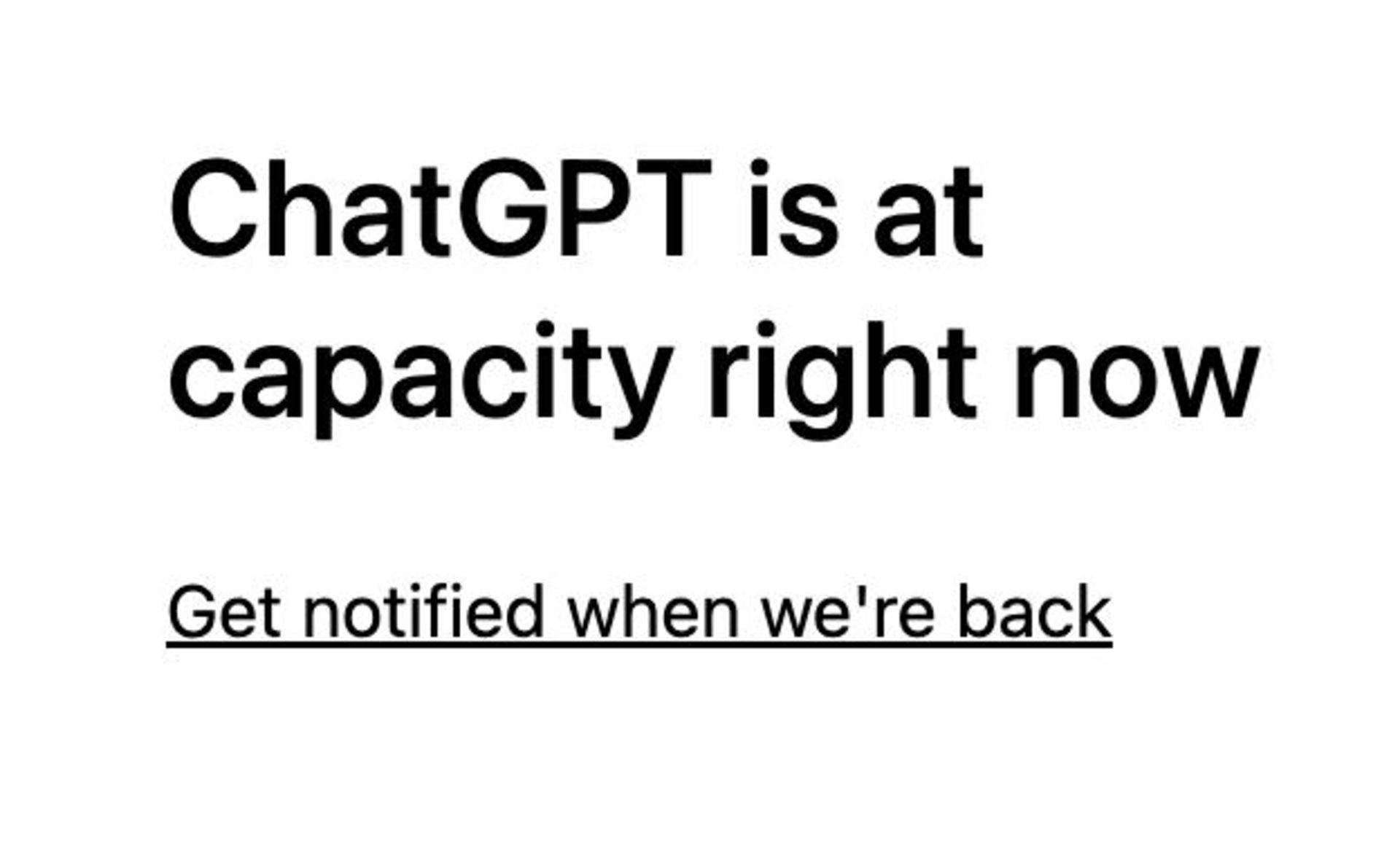 پیام تکمیل ظرفیت ChatGPT