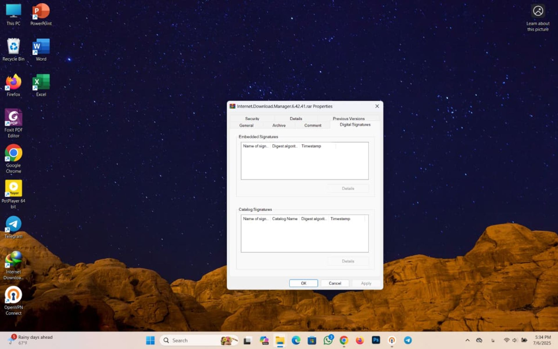 بررسی امضای دیجیتال و هش فایل (File Hash)