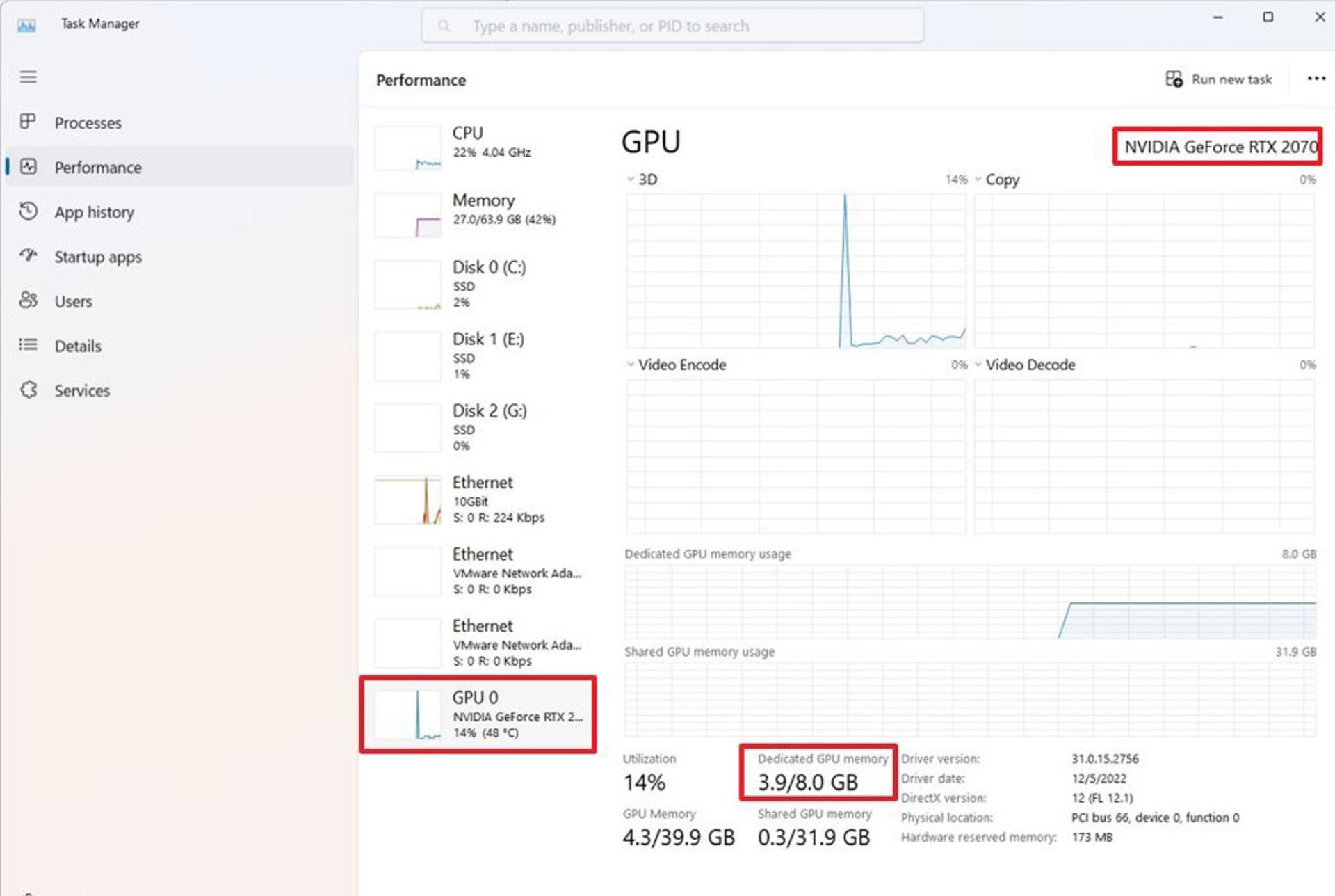 بررسی مشخصات کارت‌گرافیک از بخش تسک منیجر
