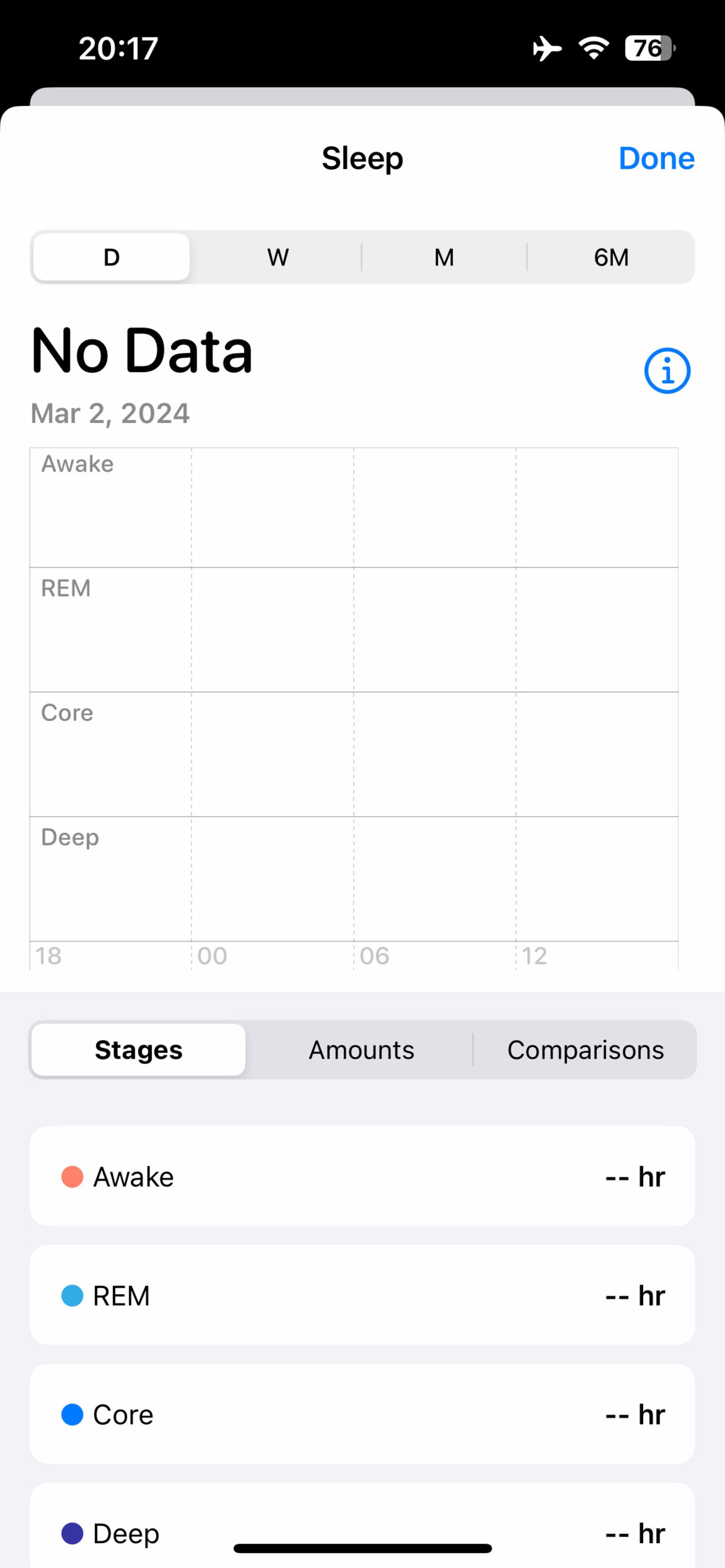 جزئیات میانگین زمان خواب در بخش Show More Sleep Data