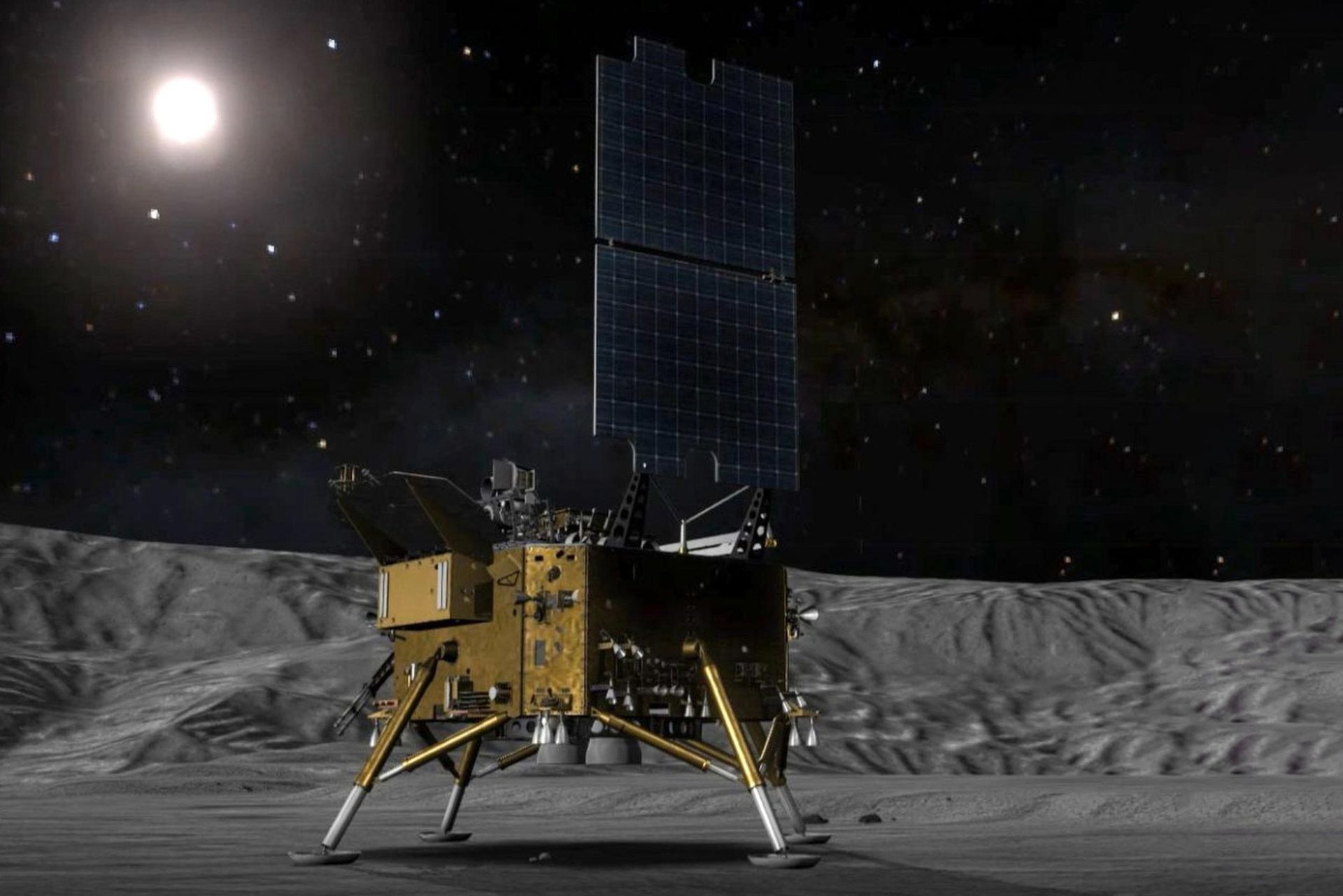 تصویرسازی از فضاپیمای چانگ‌ای ۸ چین روی سطح ماه