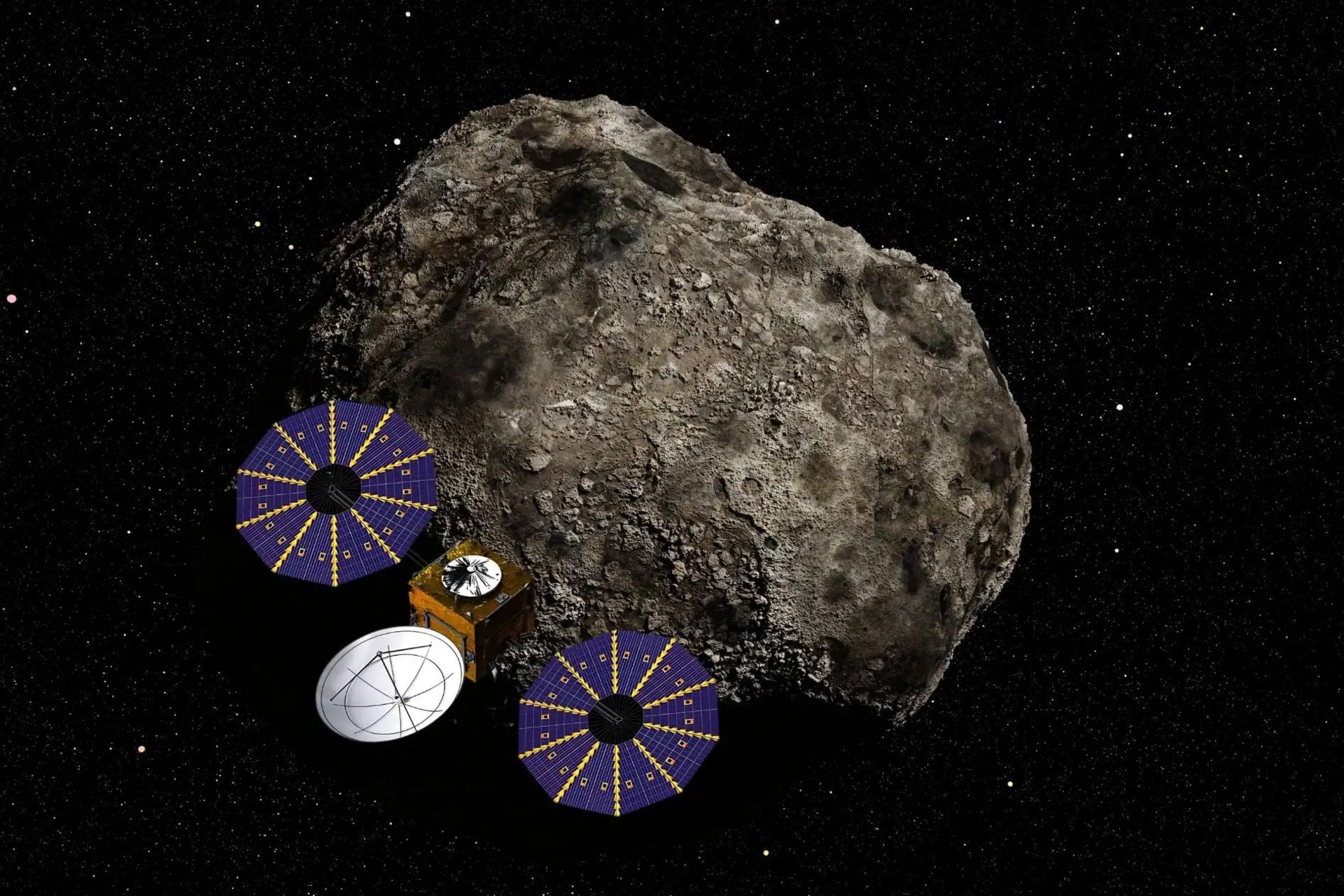 تصویرسازی از کاوشگر تیان‌ون ۲ برفراز سیارک کامو‌اوآلوا