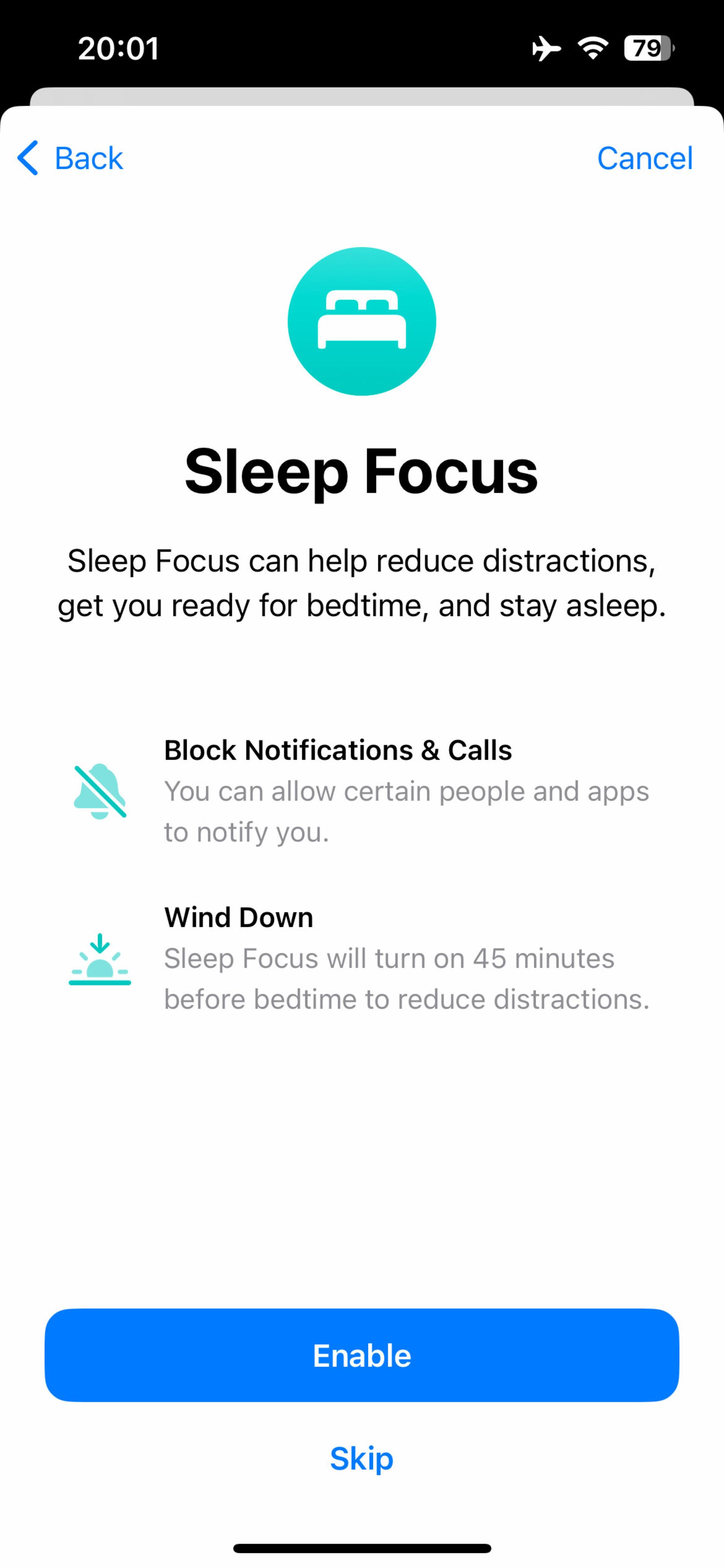 گزینه Enable Sleep Mode در اپلیکیشن هلث