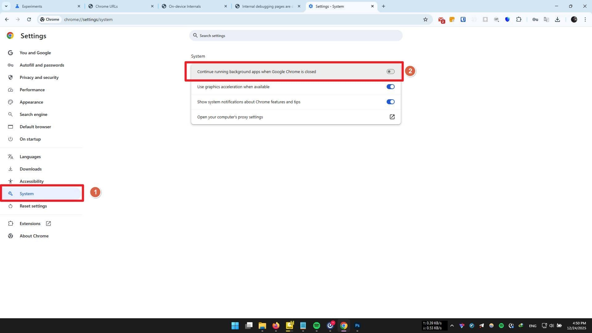غیرفعال کردن اجرای کروم در پس زمینه