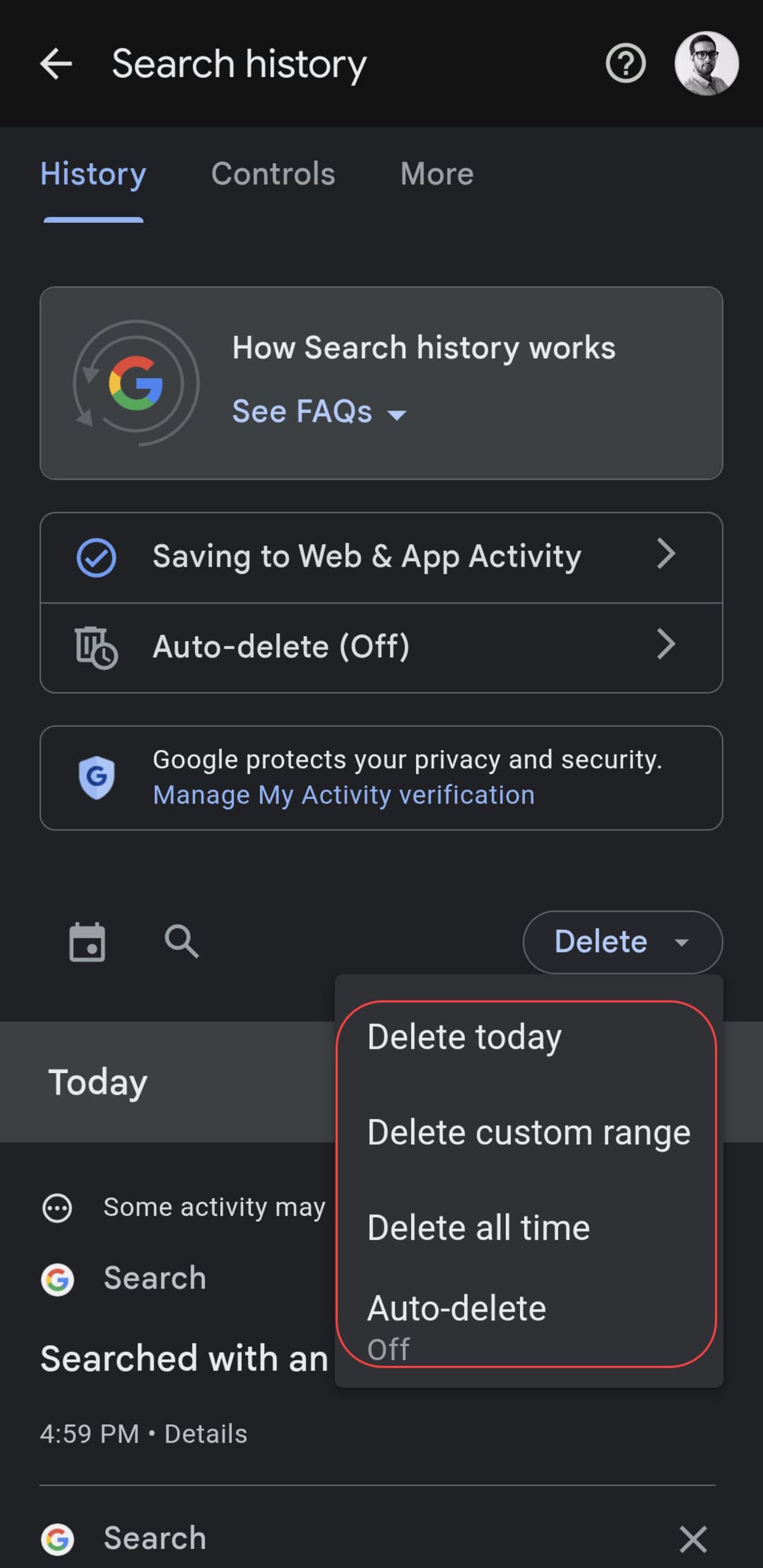 حذف تاریخچه جستجوی Circle to Search
