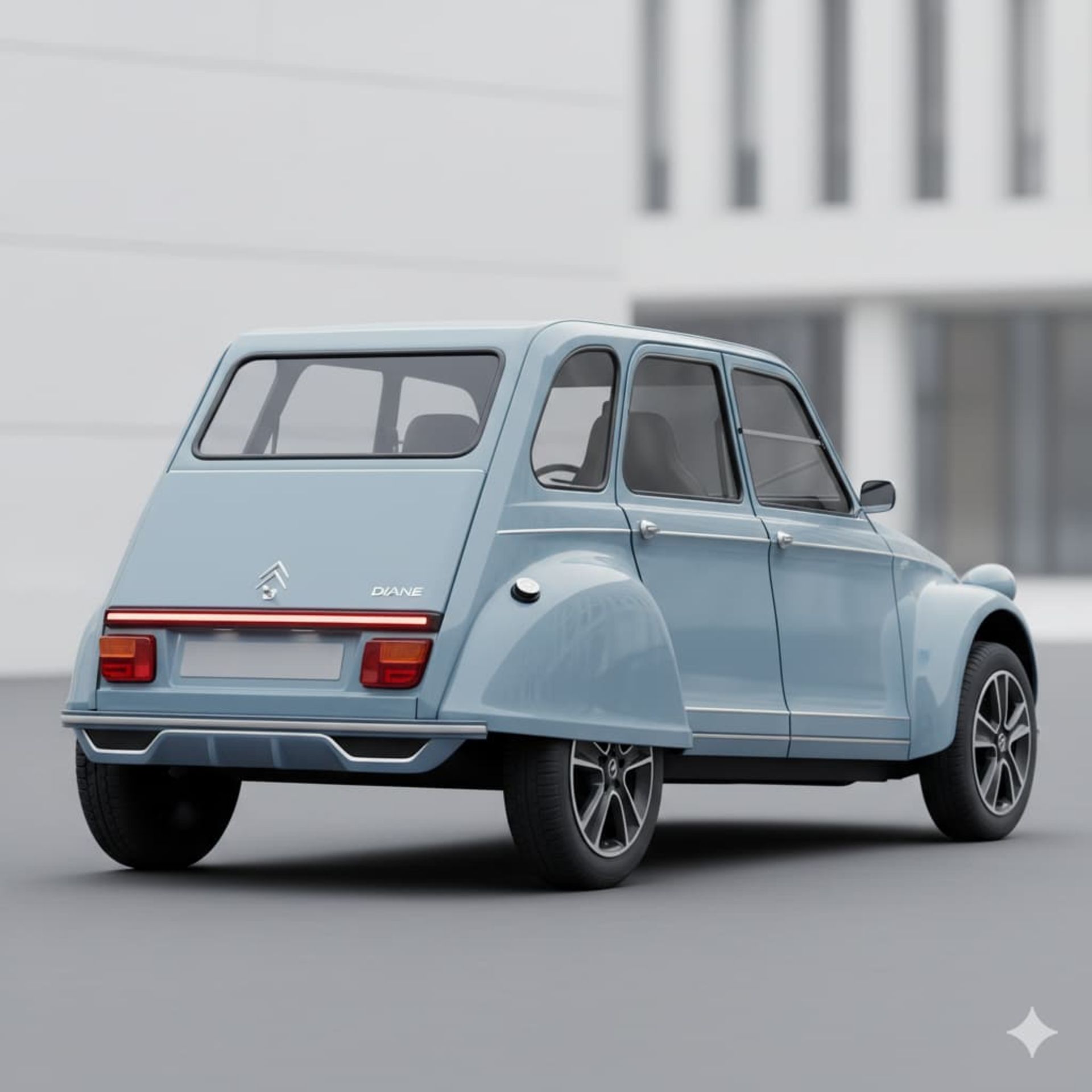 نمای سه‌چهارم عقب خودرو سیتروئن ژیان مدل ۲۰۲۵ (هوش مصنوعی)