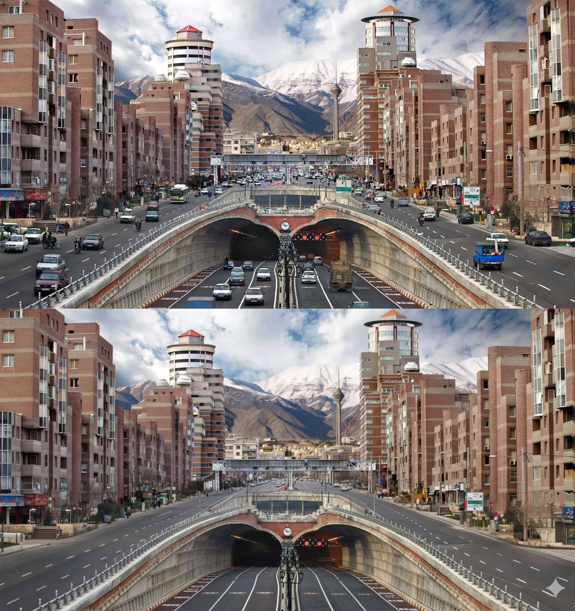 تصویر تونل توحید تهران - تصویر پایین خودروها با هوش مصنوعی از تصویر پاک شده اند
