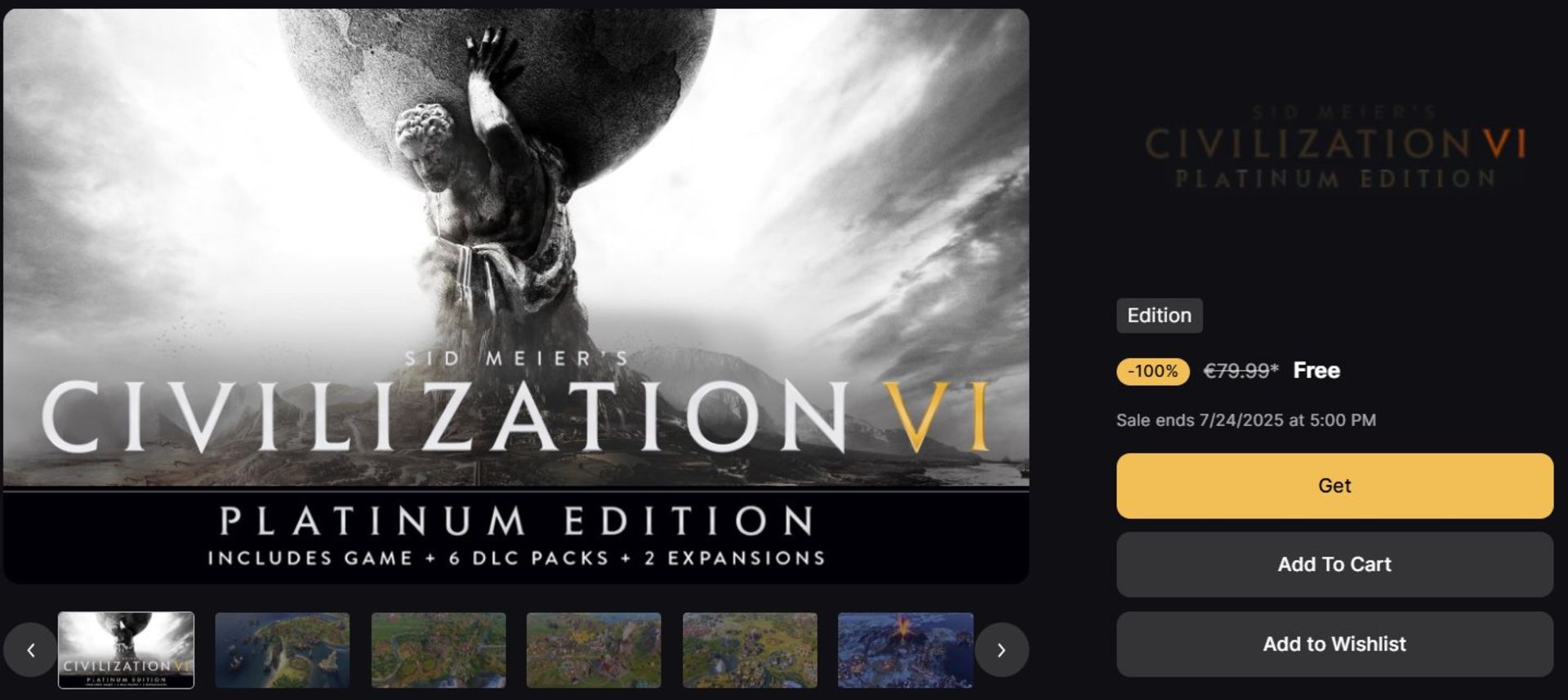 رایگان شدن بازی civilization Vi در اپیک گیمز