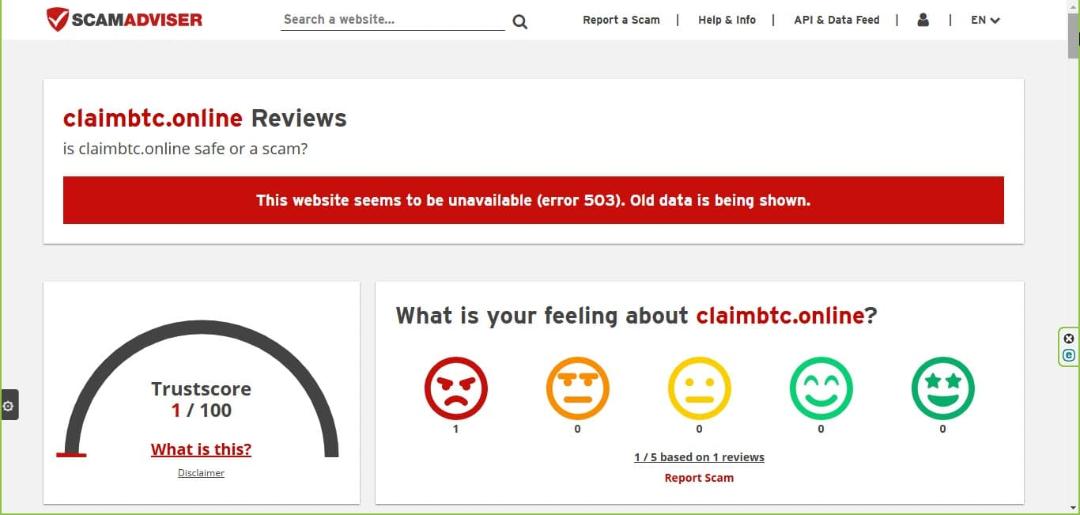 بررسی وب‌سایت ClaimBTC در scamadviser