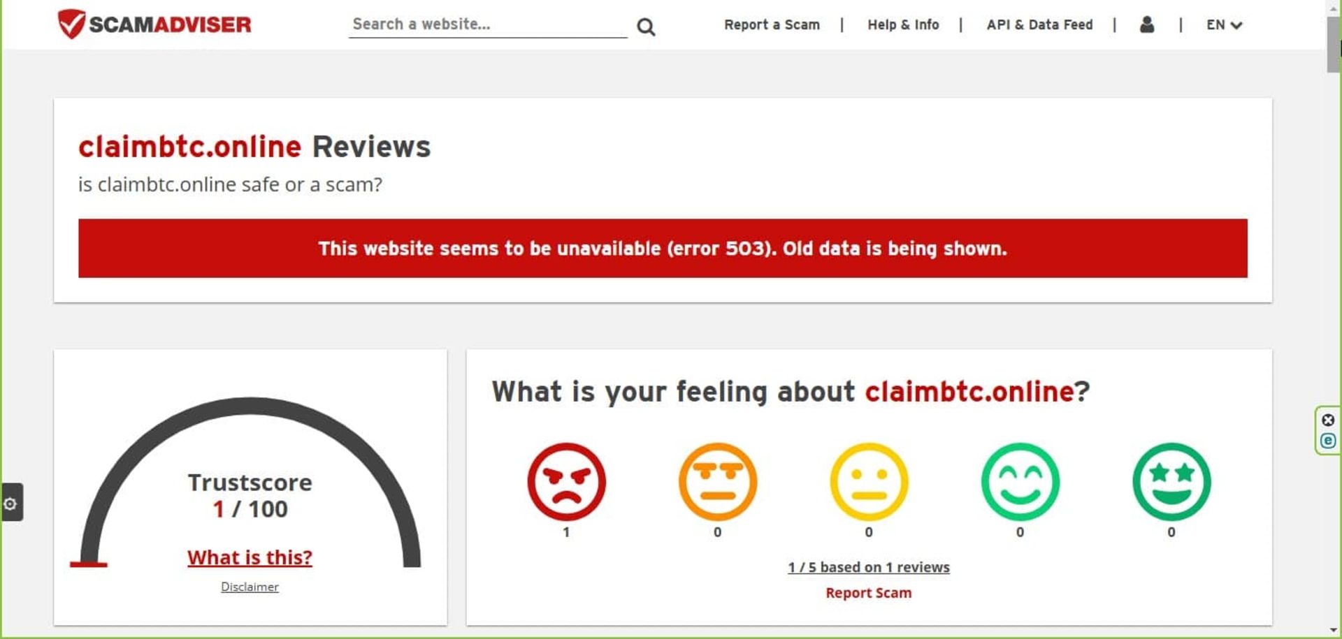 بررسی وب‌سایت ClaimBTC در scamadviser