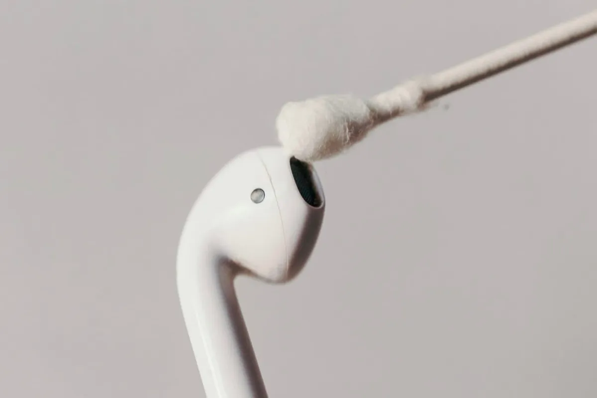 Cotton swab on AirPods