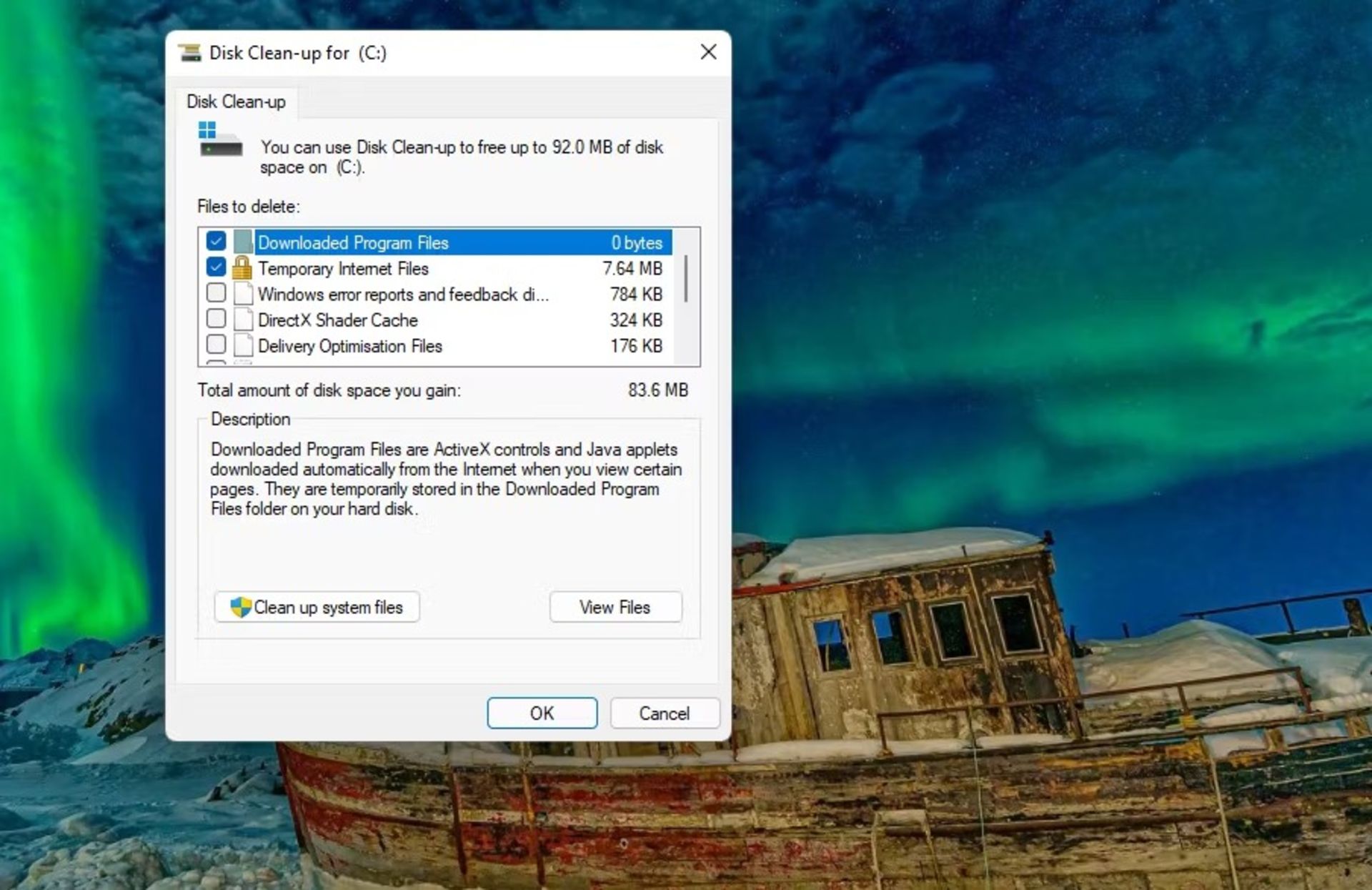 حذف فایل‌های موقت ویندوز با Disk Cleanup
