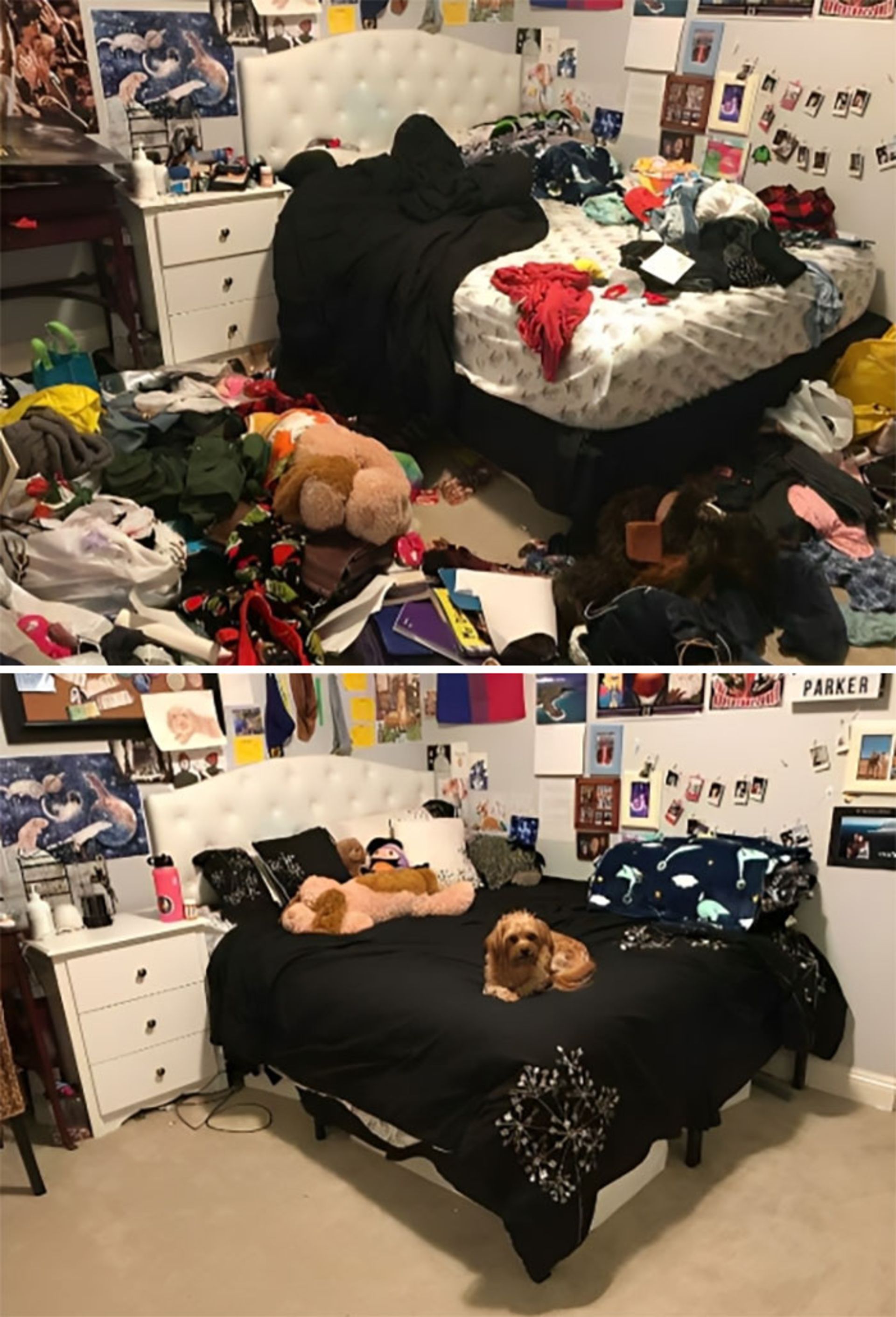 تخت قبل و بعد از نظافت