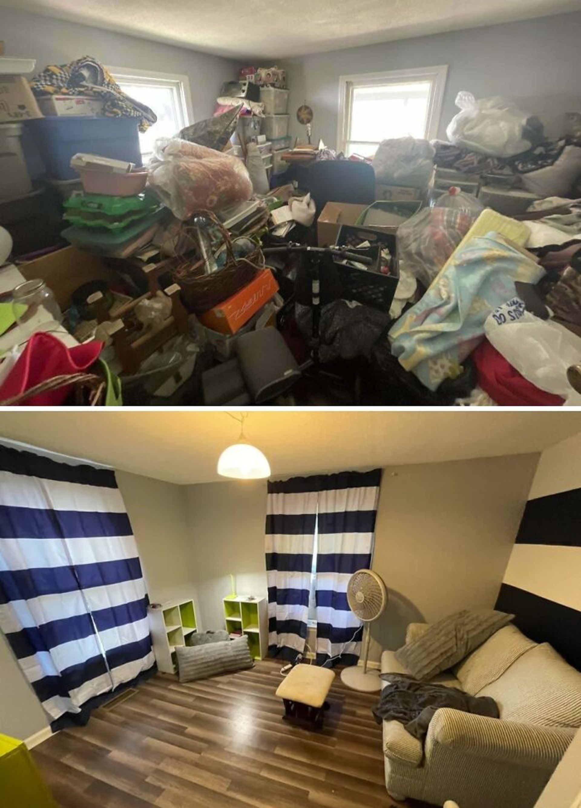 قبل و بعد از نظافت اتاق