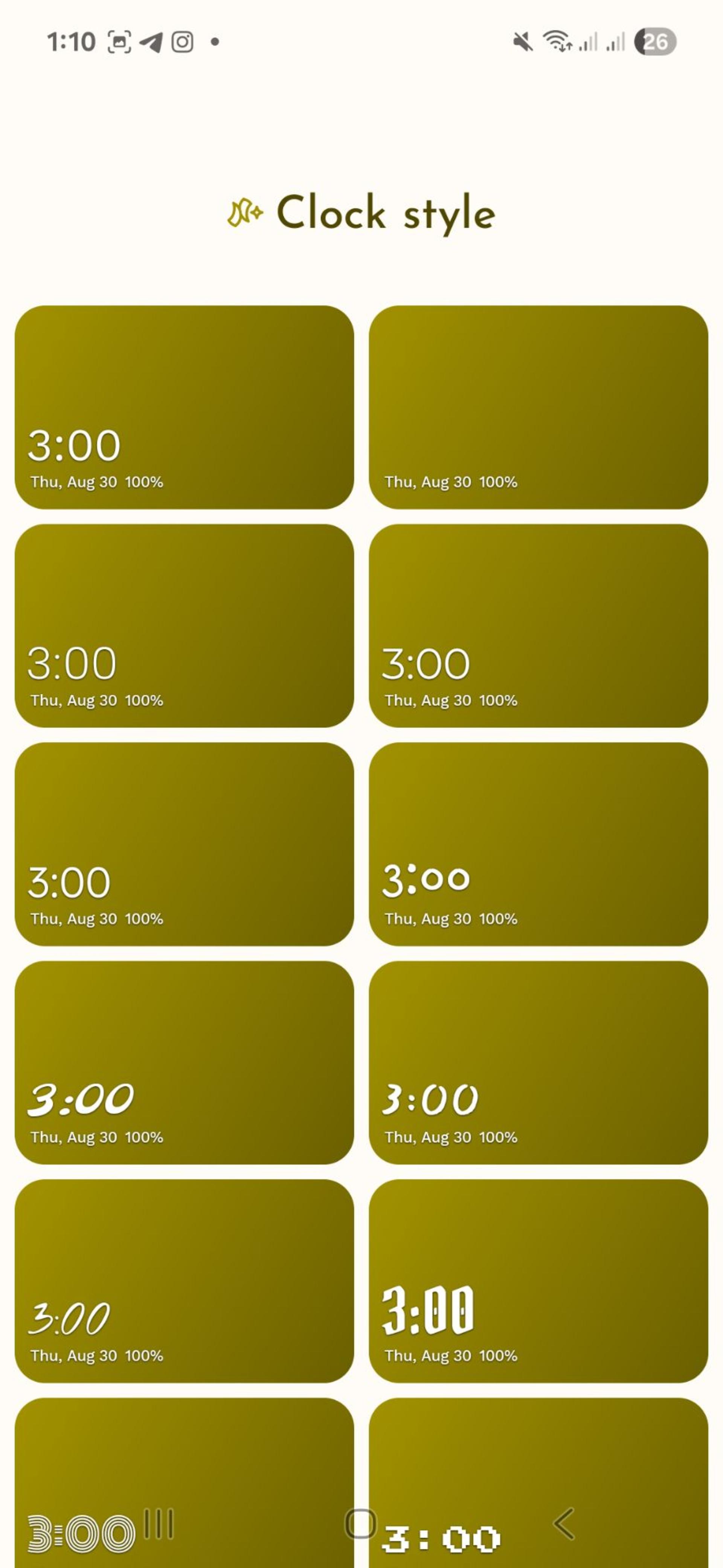 ساعت در Niagara launcher