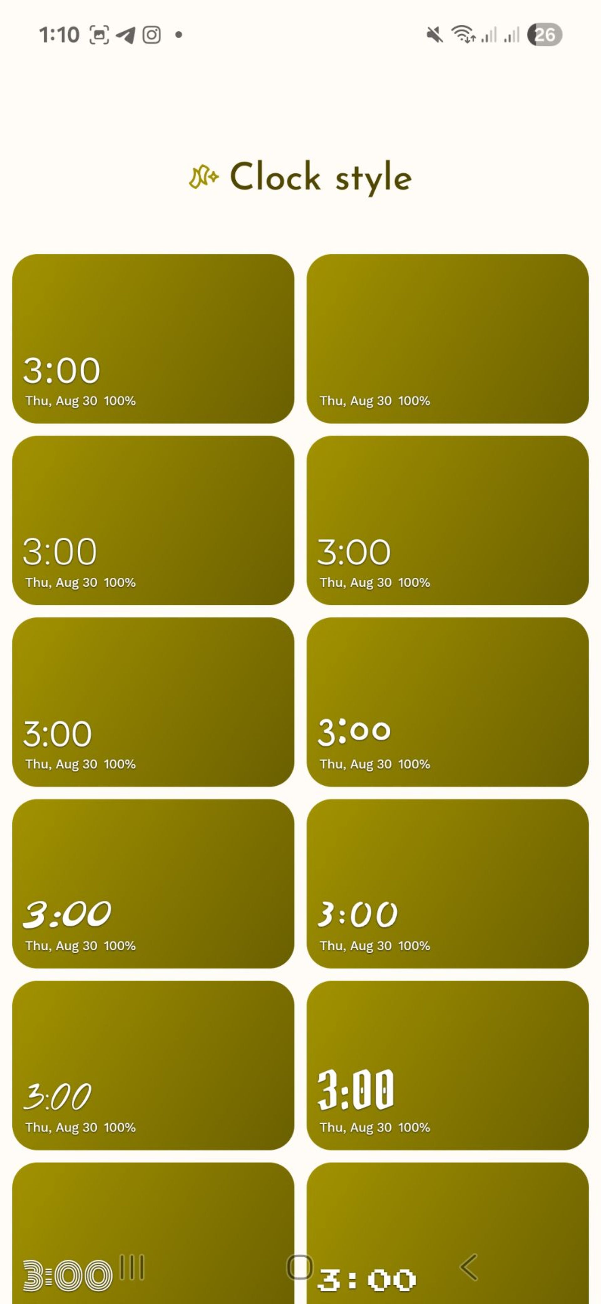 ساعت در Niagara launcher