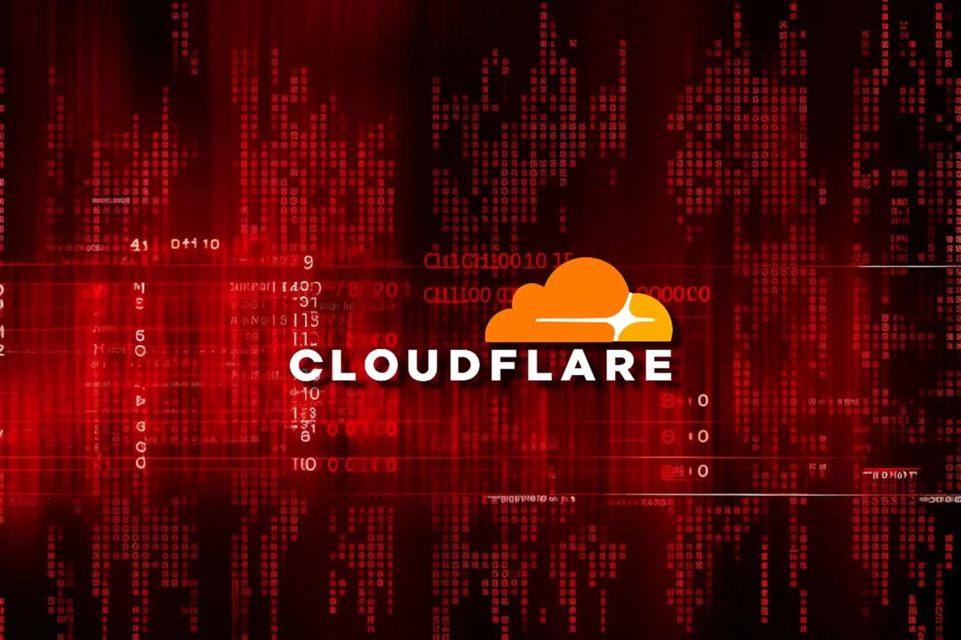 لوگو کلادفلر / کلودفلر / Cloudflare در پس‌زمینه قرمز