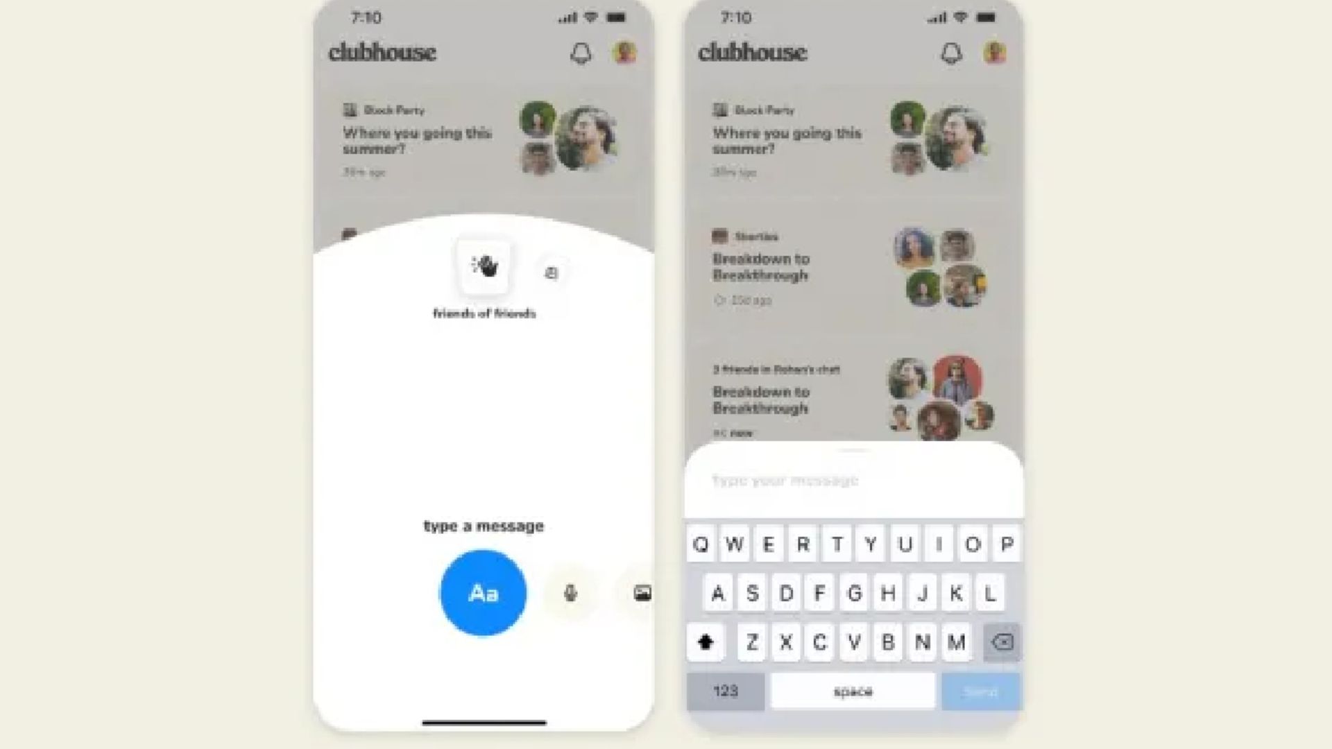 اسکرین شات از پیام‌های صوتی ضبط‌شده کلاب هاوس 