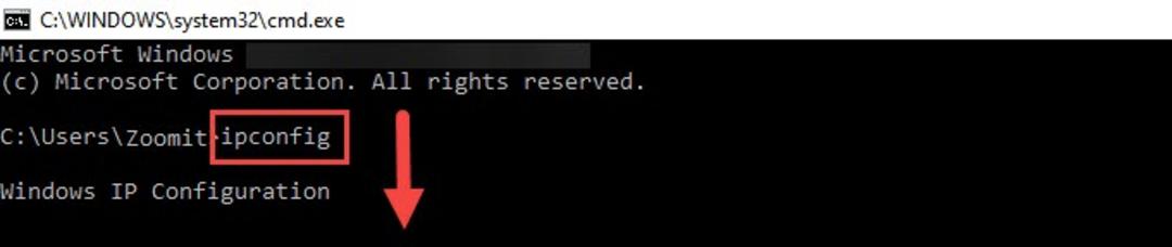 دستور ipconfig در cmd