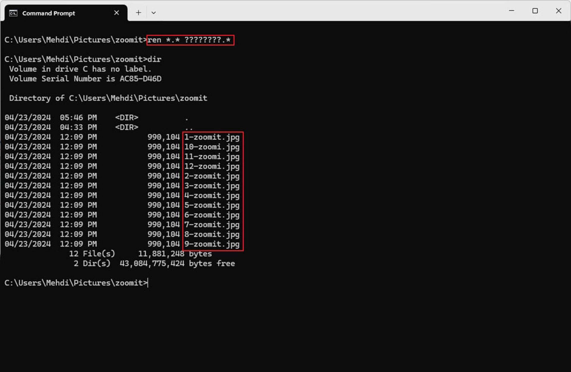 کوتاه کردن نام فایل‌ها در CMD