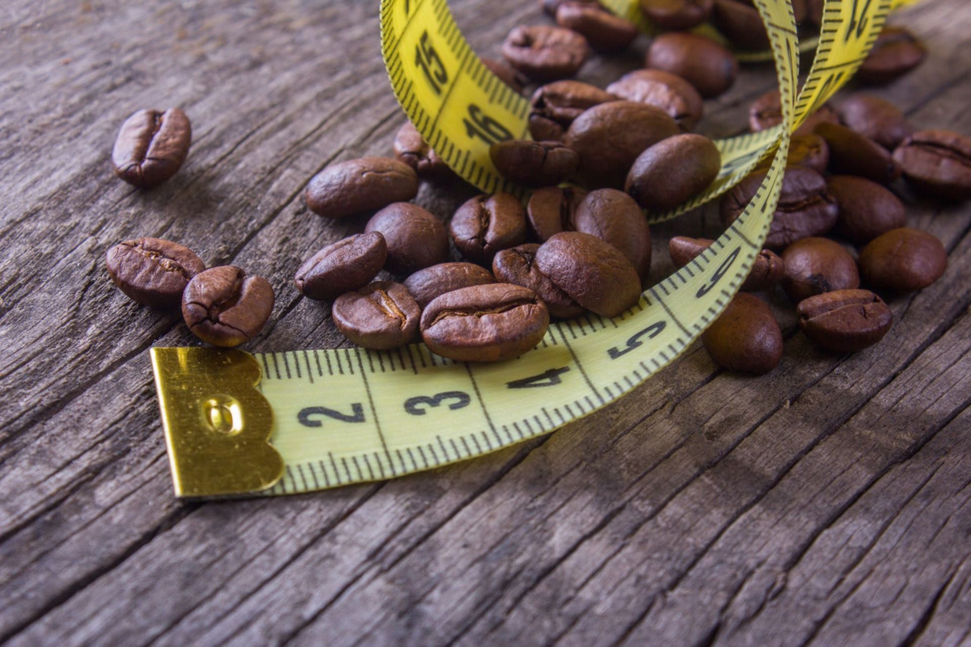 Coffee beans next to the meter