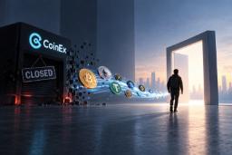نمادهای ارزهای دیجیتال بیت‌کوین (Bitcoin) و اتریوم (Ethereum) در مسیر خروج از صرافی بسته شده CoinEx