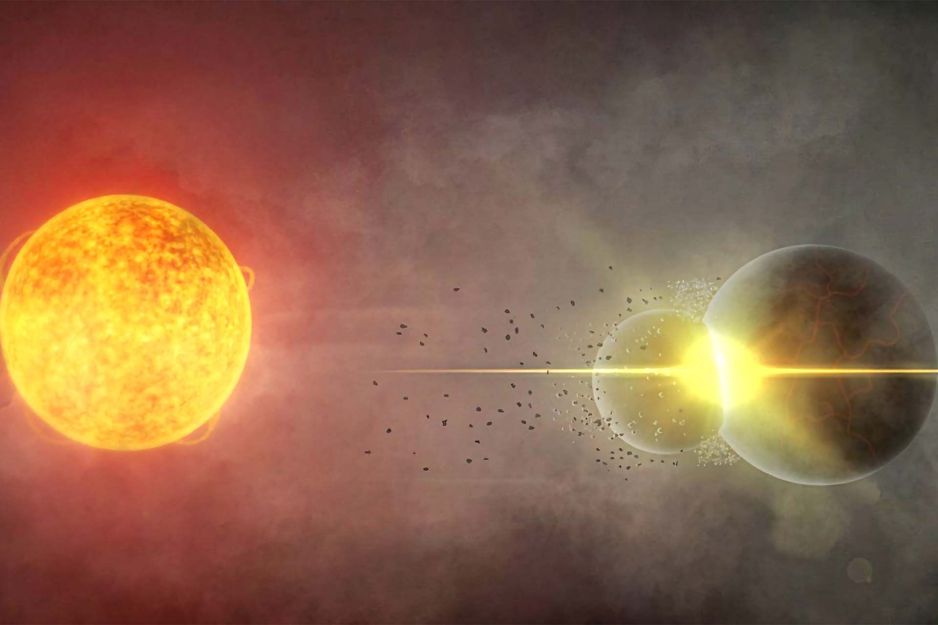 تصویرسازی از برخورد میان سیاره های دور