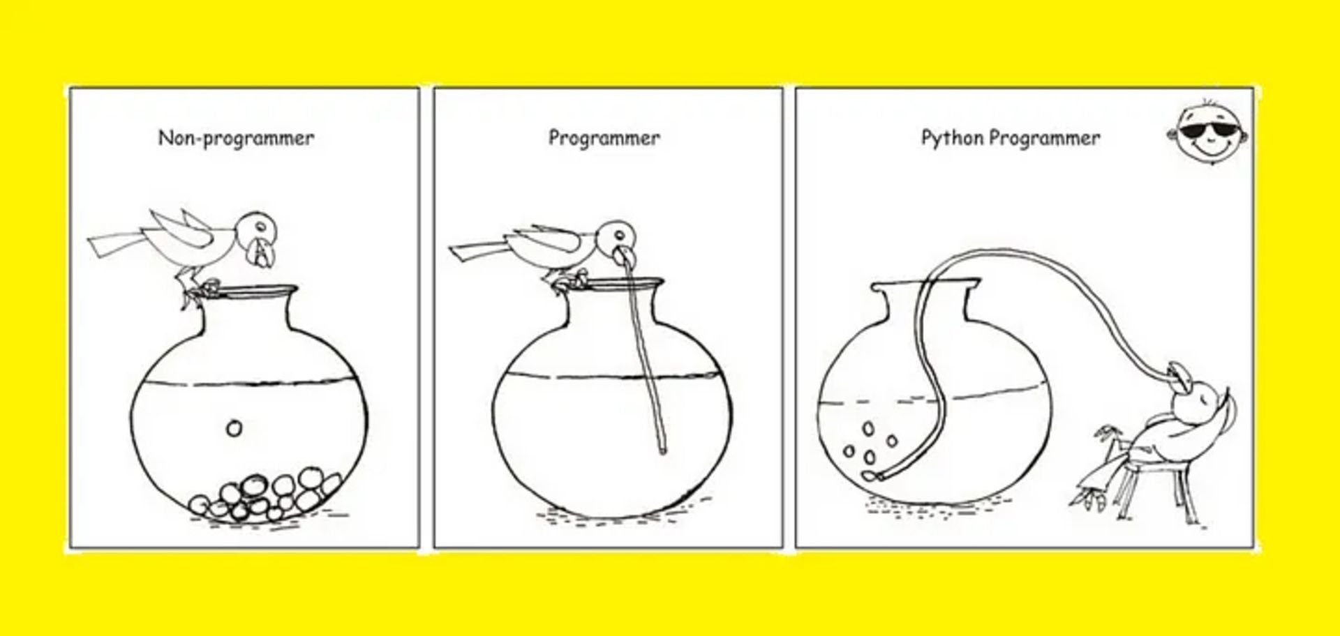 A comic about the ease of the Python language