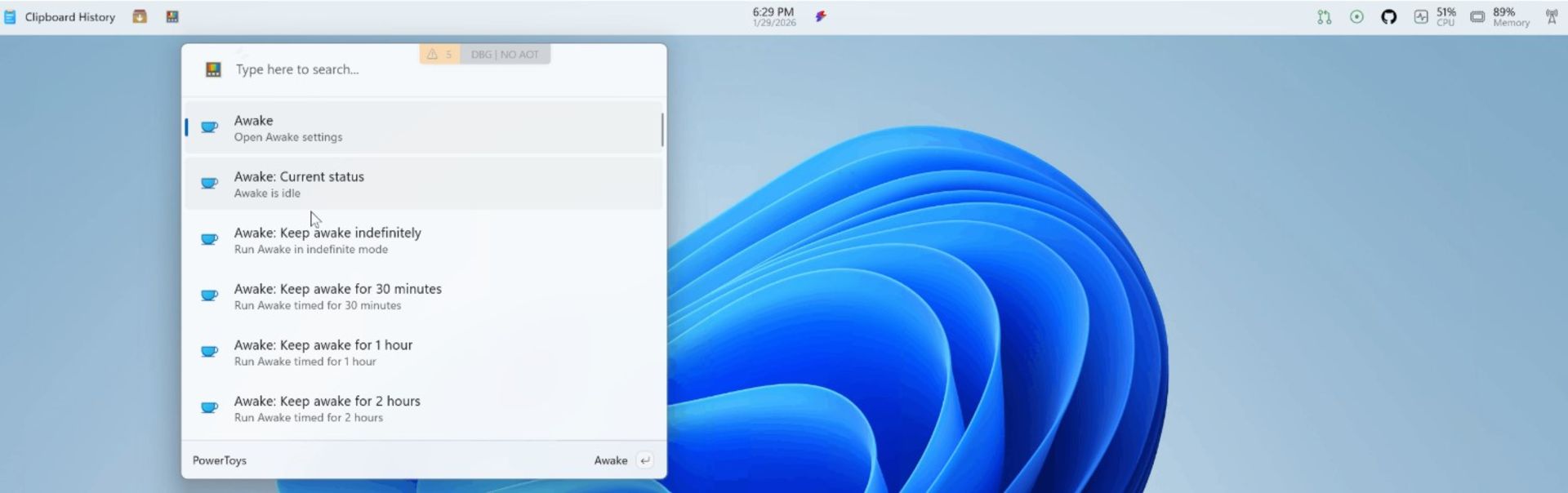 تصویر مفهومی نوار منوی Command Palette Dock با تم روشن