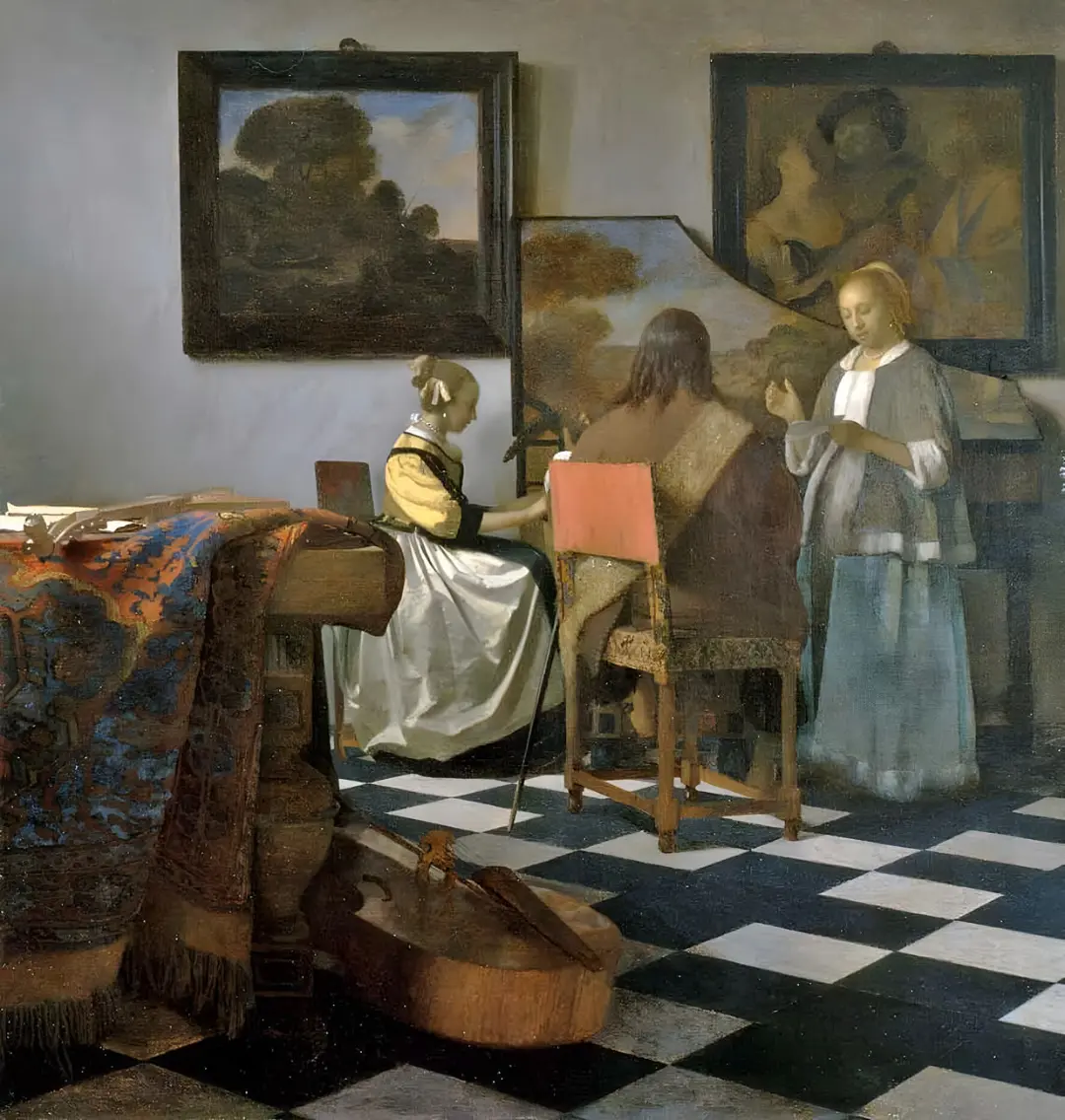نقاشی کنسرت (The Concert) اثر یوهانس ورمیر (Johannes Vermeer) که سه نفر را در حال موسیقی نوازی نشان می‌دهد
