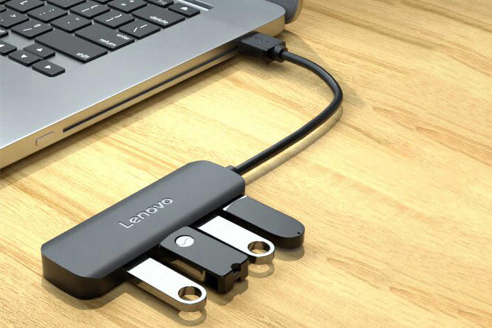 درگاه USB-A هاب USB-A لنوو 4 پورت مدل A601
