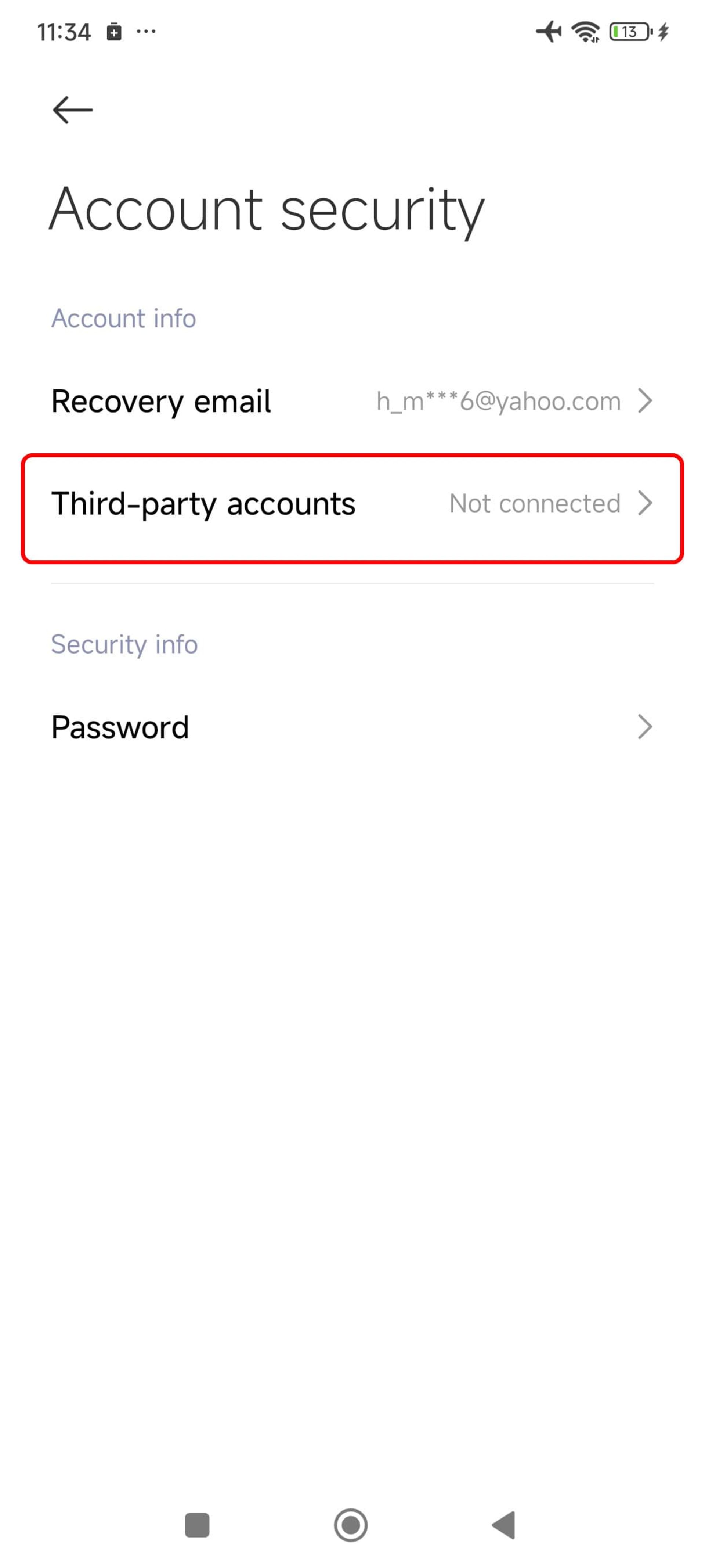 انتخاب Third-party accounts