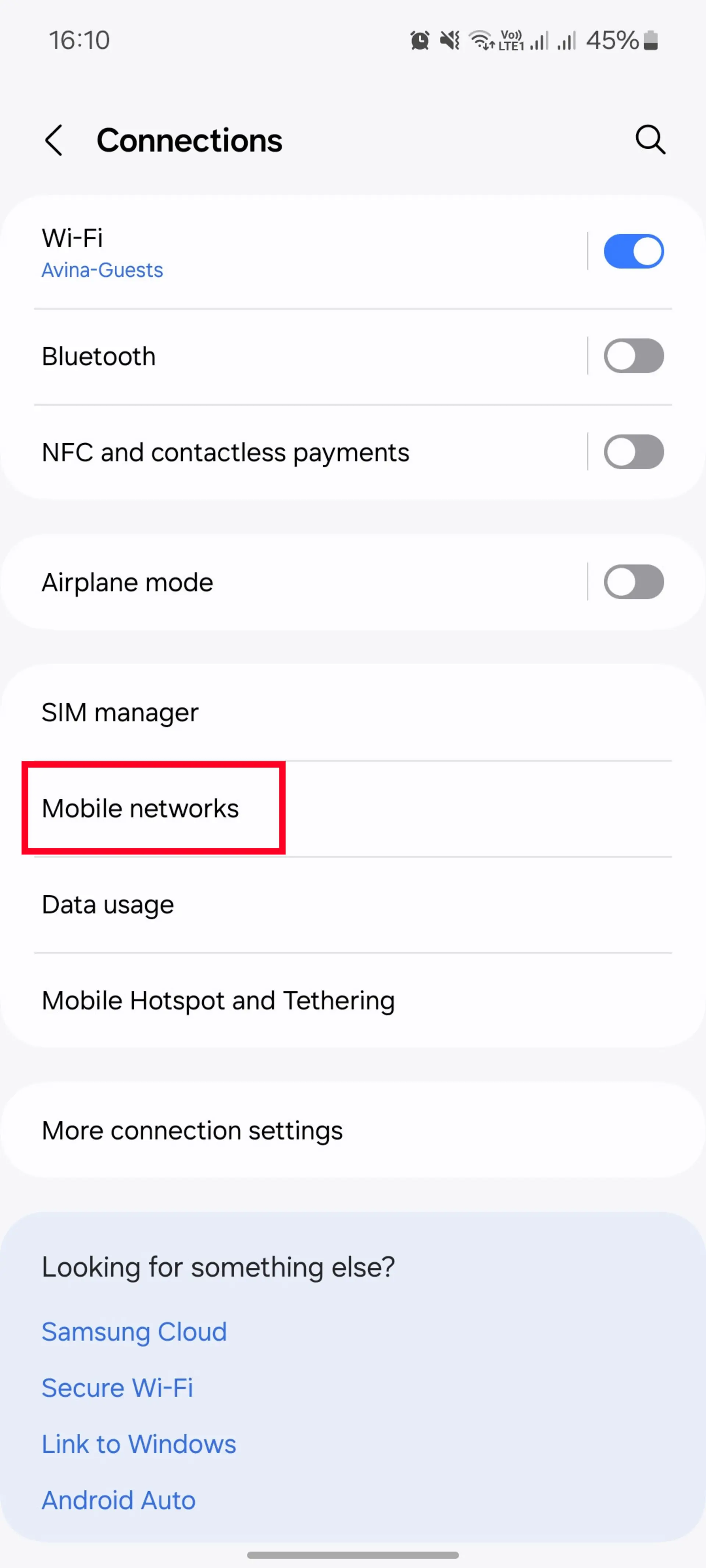 تنظیمات Connections