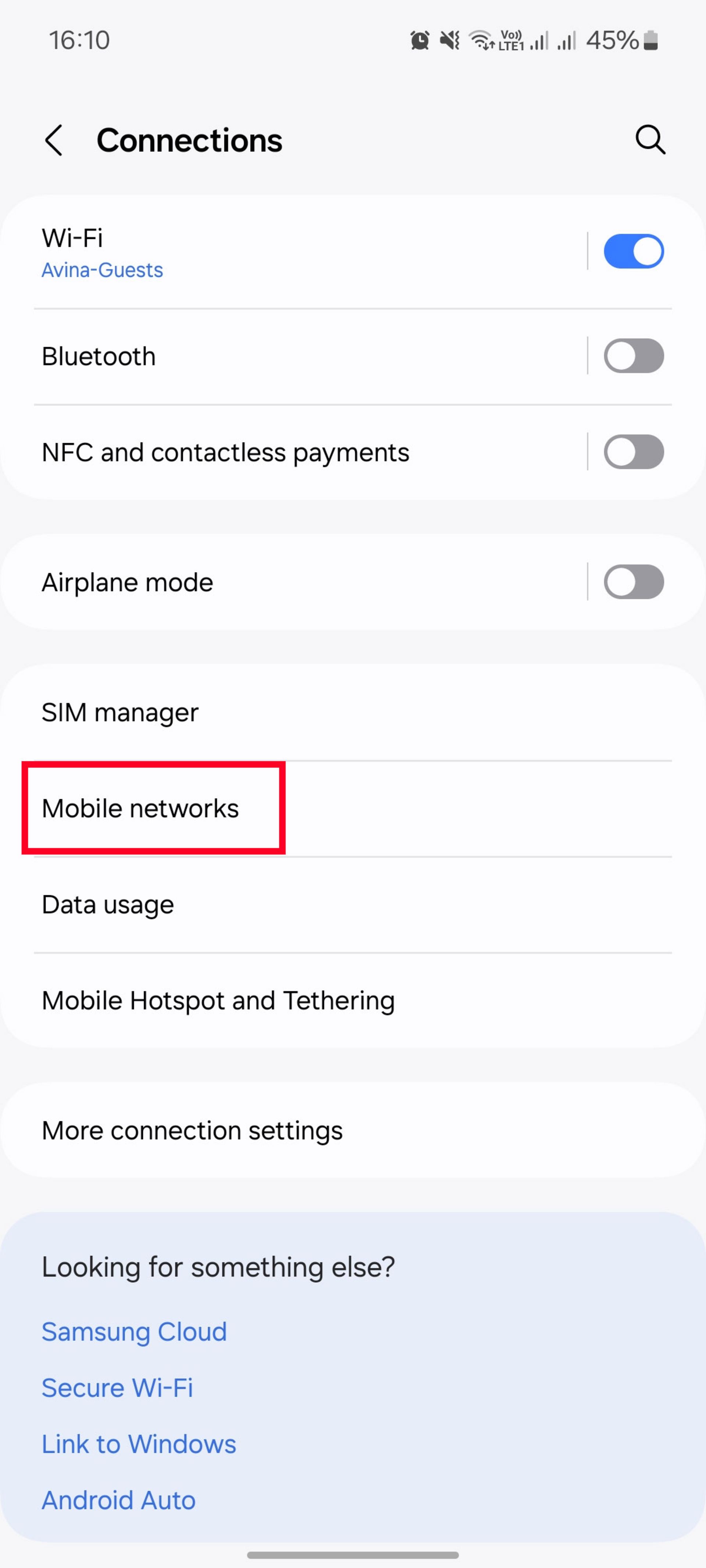 تنظیمات Connections