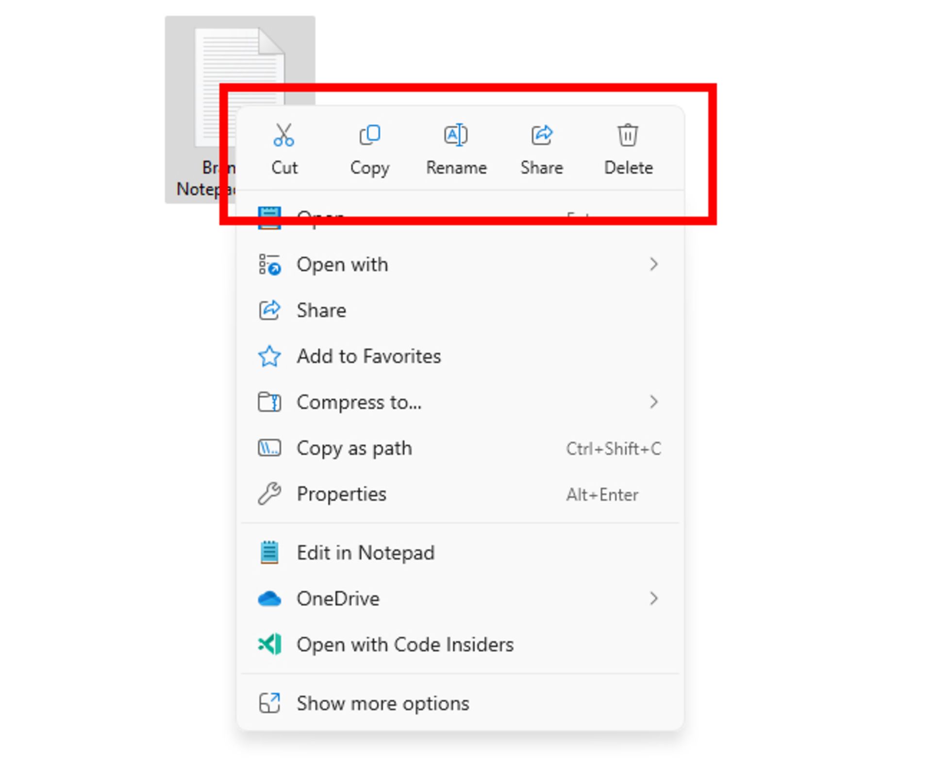 Context Menu update in Windows 11