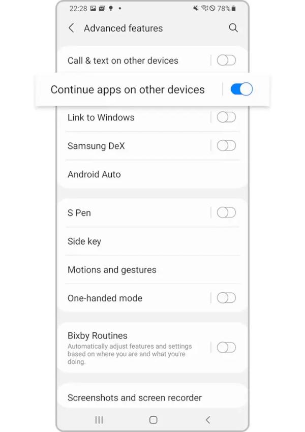 Activate Continue apps on other devices