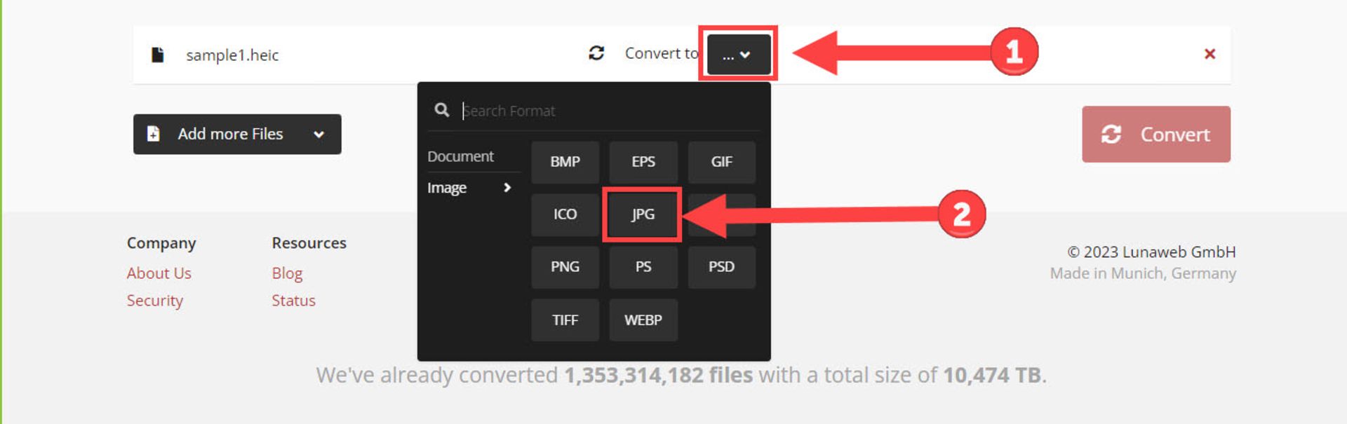 تبدیل heic به jpg در CloudConvert