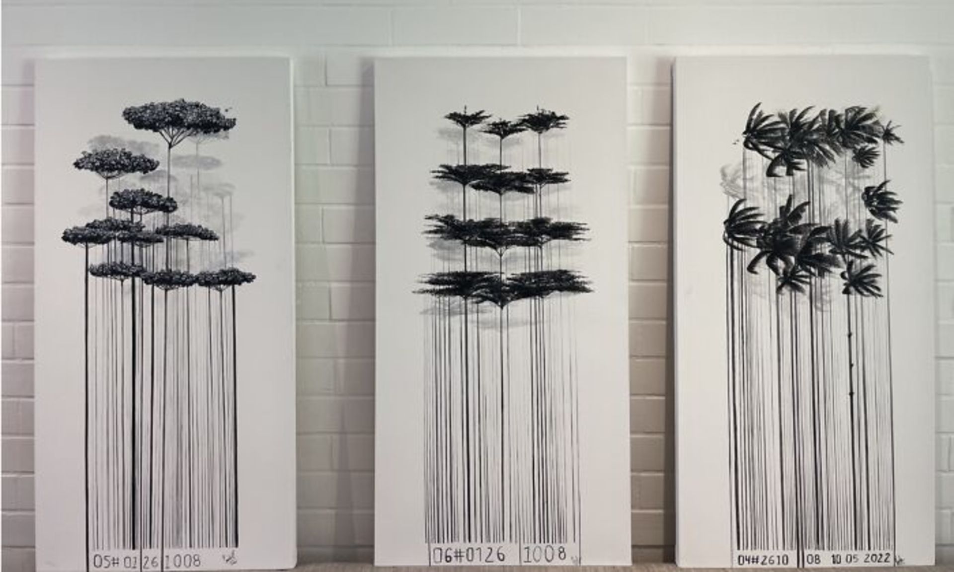 سه تابلو نقاشی از درختان